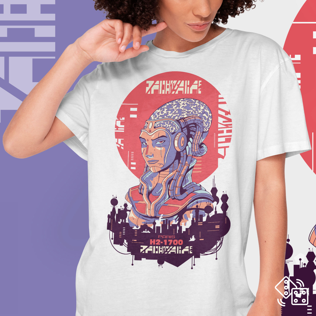 Camiseta feminina cyberpunk Paris