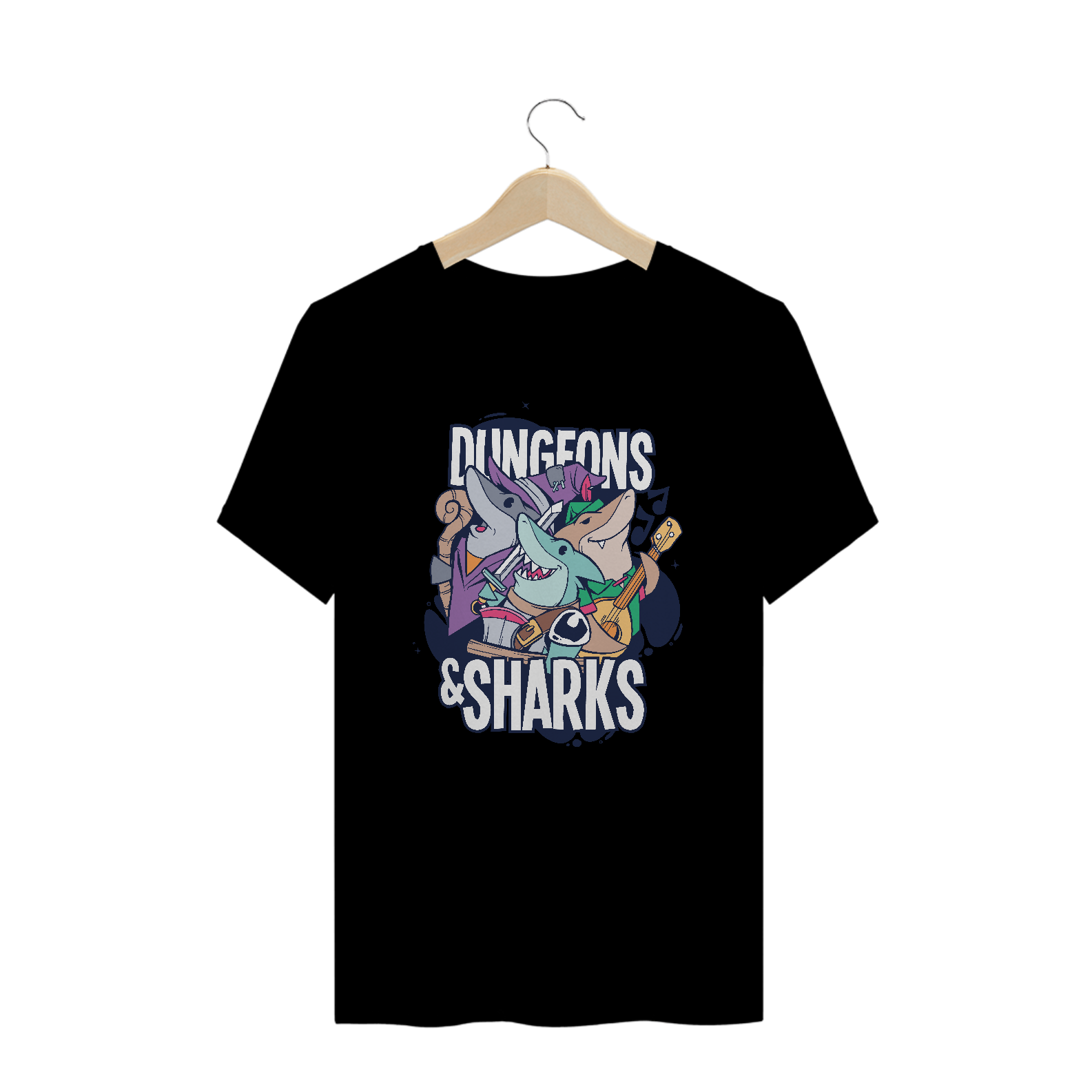 Camiseta masculina Dungeons & Sharks