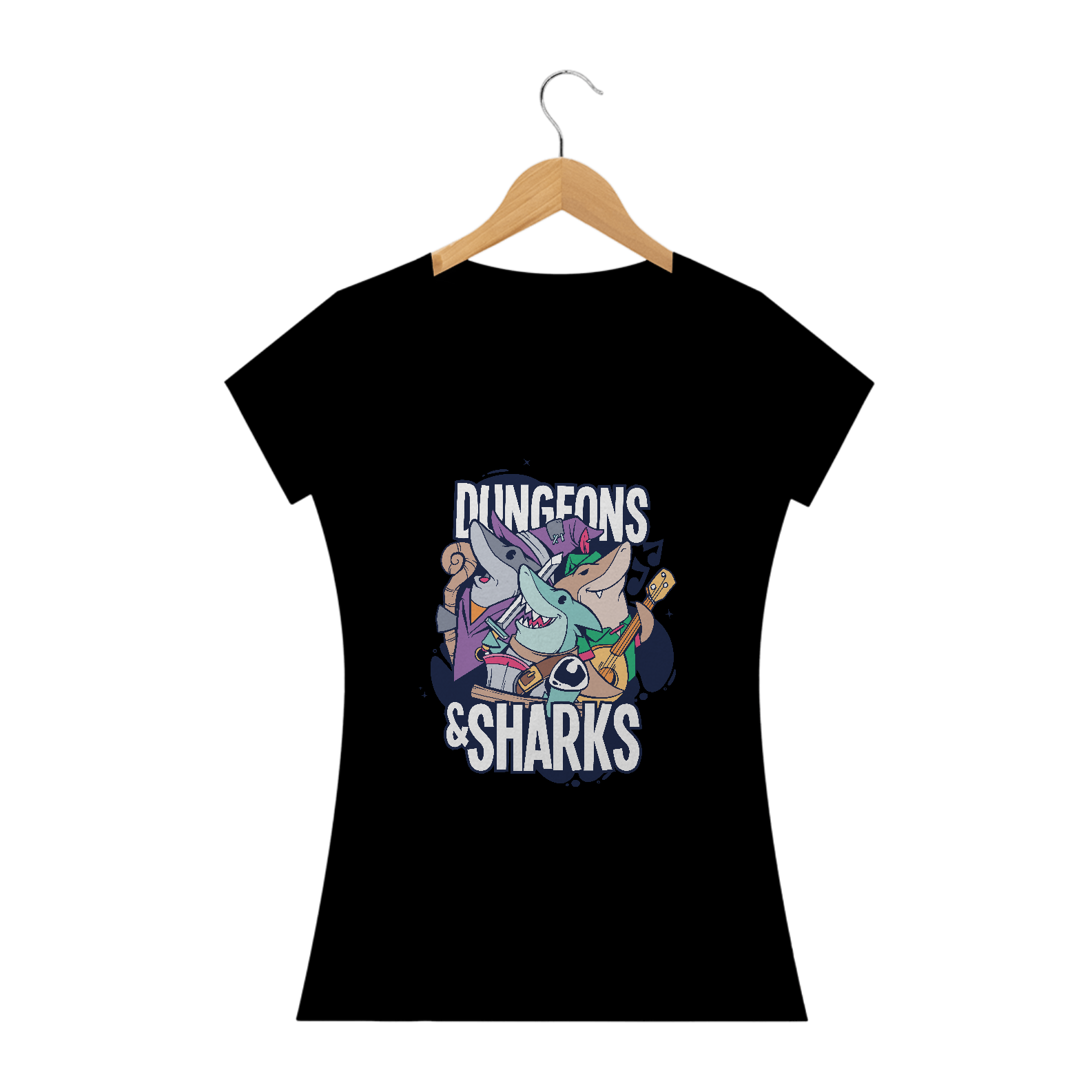 Camiseta feminina Dungeons & Sharks