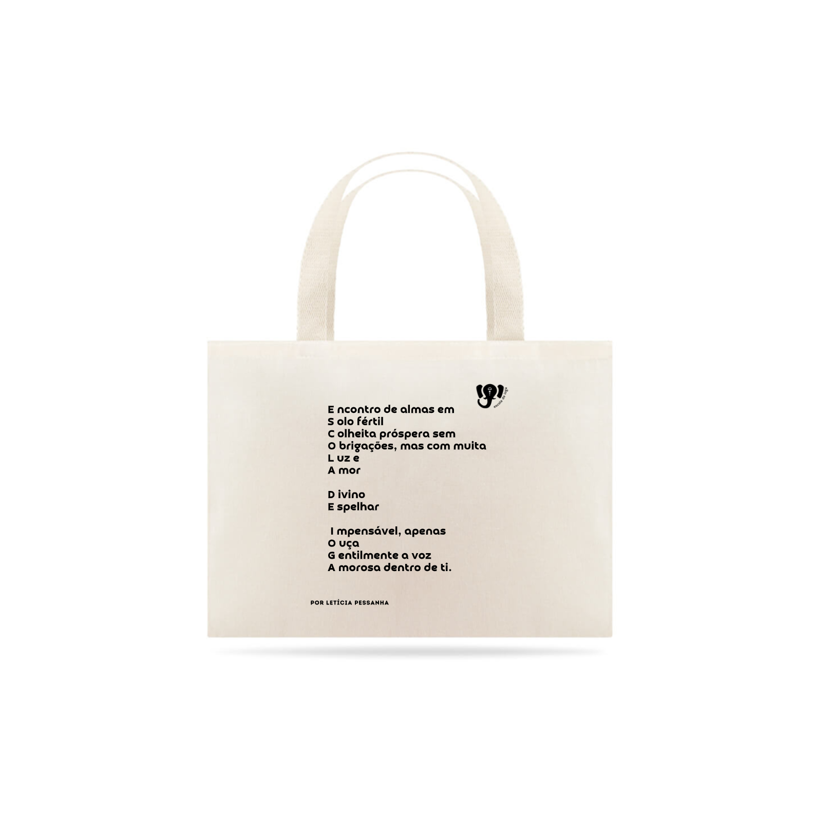 Ecobag Escola de Ioga Acróstico por Letícia Pessanha