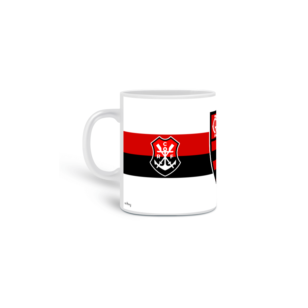 Nome do produto: Caneca Flamengo Branca - Escudos