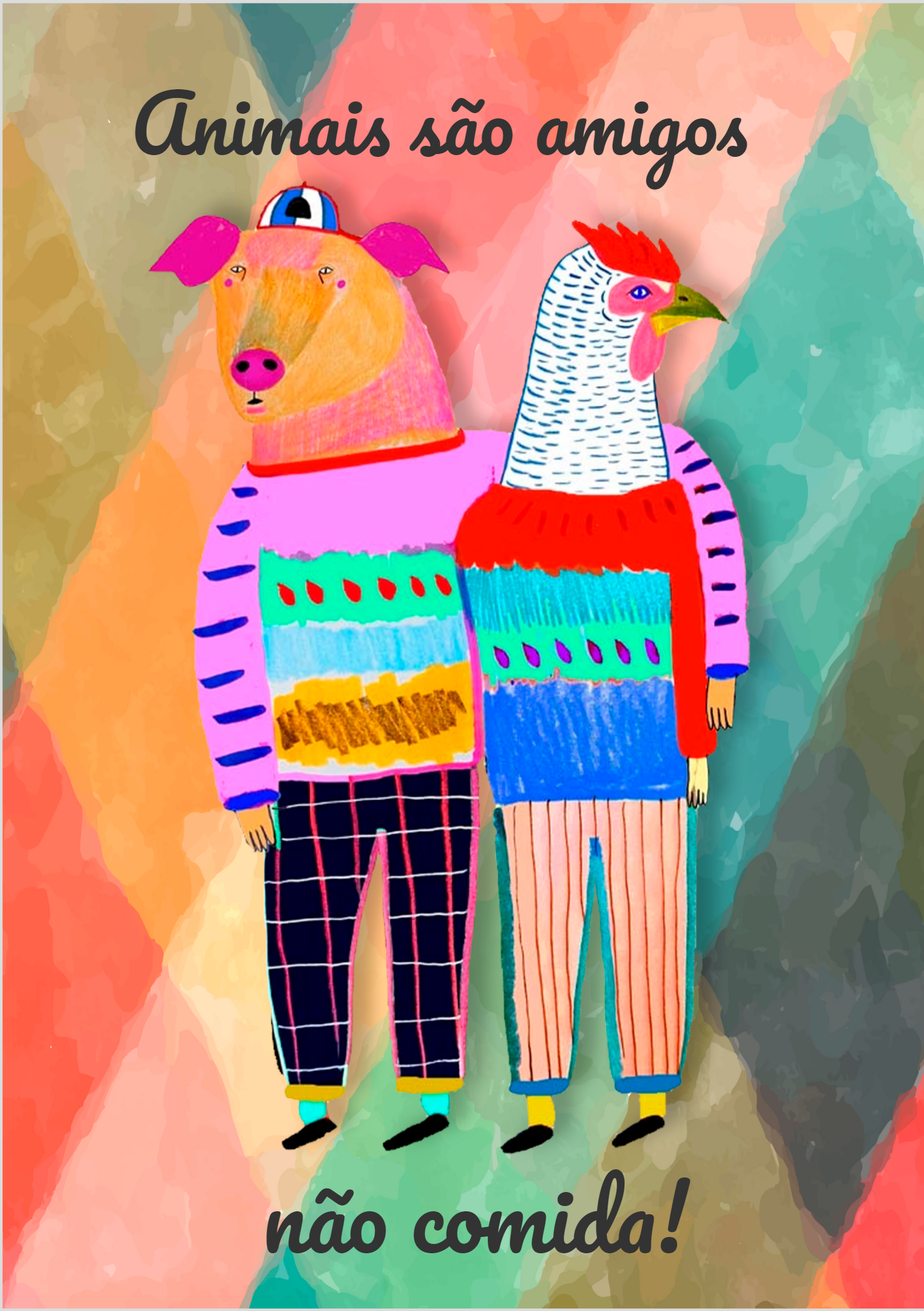 Nome do produto  Poster A3 Animais são amigos, não comida!