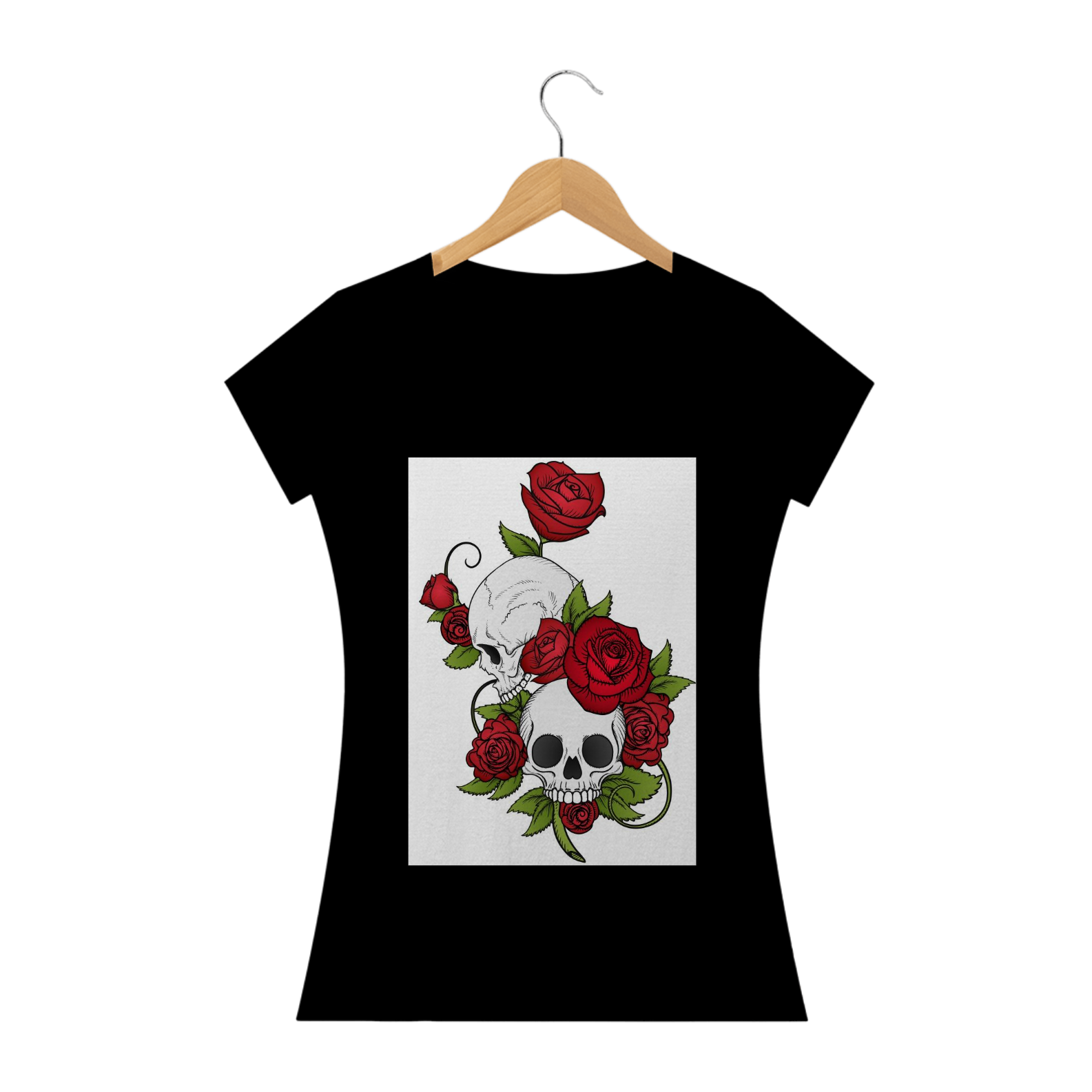 BABY LOOK CAVEIRA ROSAS