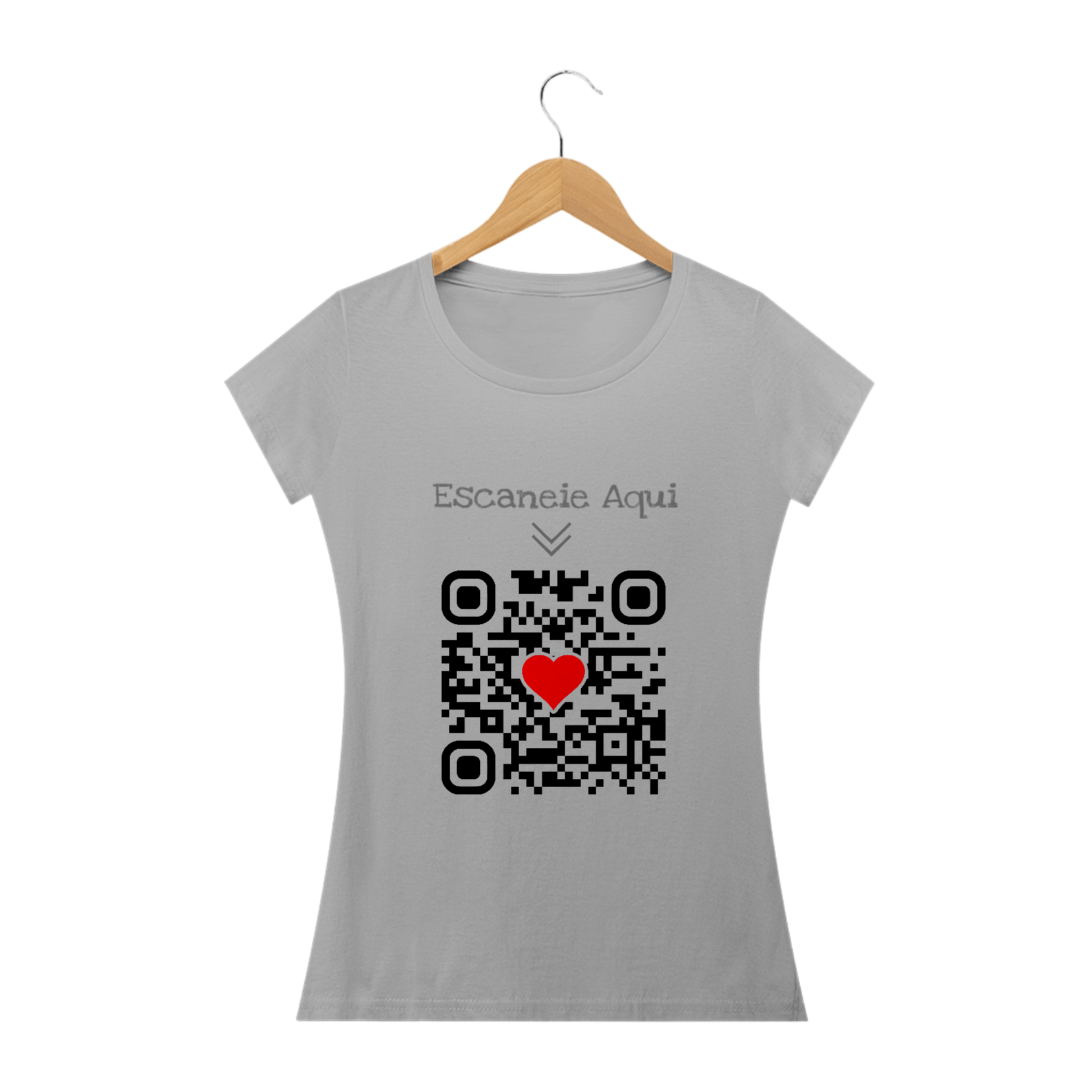 Nome do produto: Camiseta QR Code Eu te Amo Feminino