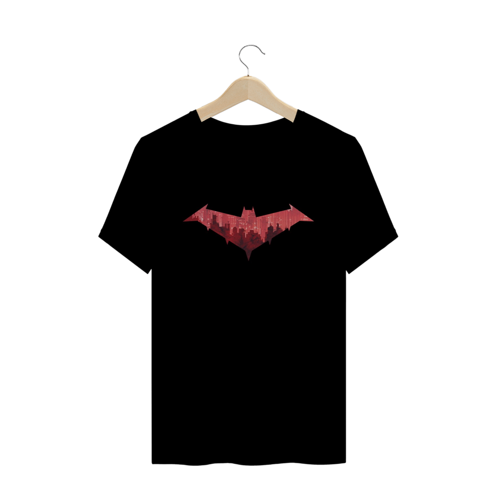 Nome do produto: Camiseta MASCULINA Capuz Vermelho Emblema Gotham City