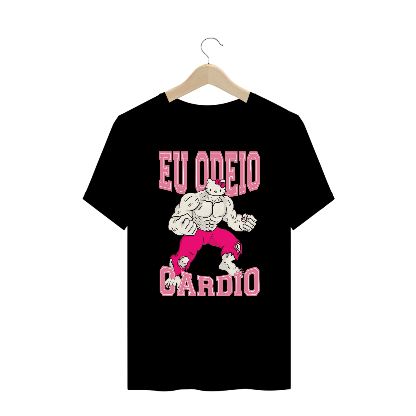 CAMISETA PLUS SIZE MAROMBA HELLO KITTY ODEIO CARDIO