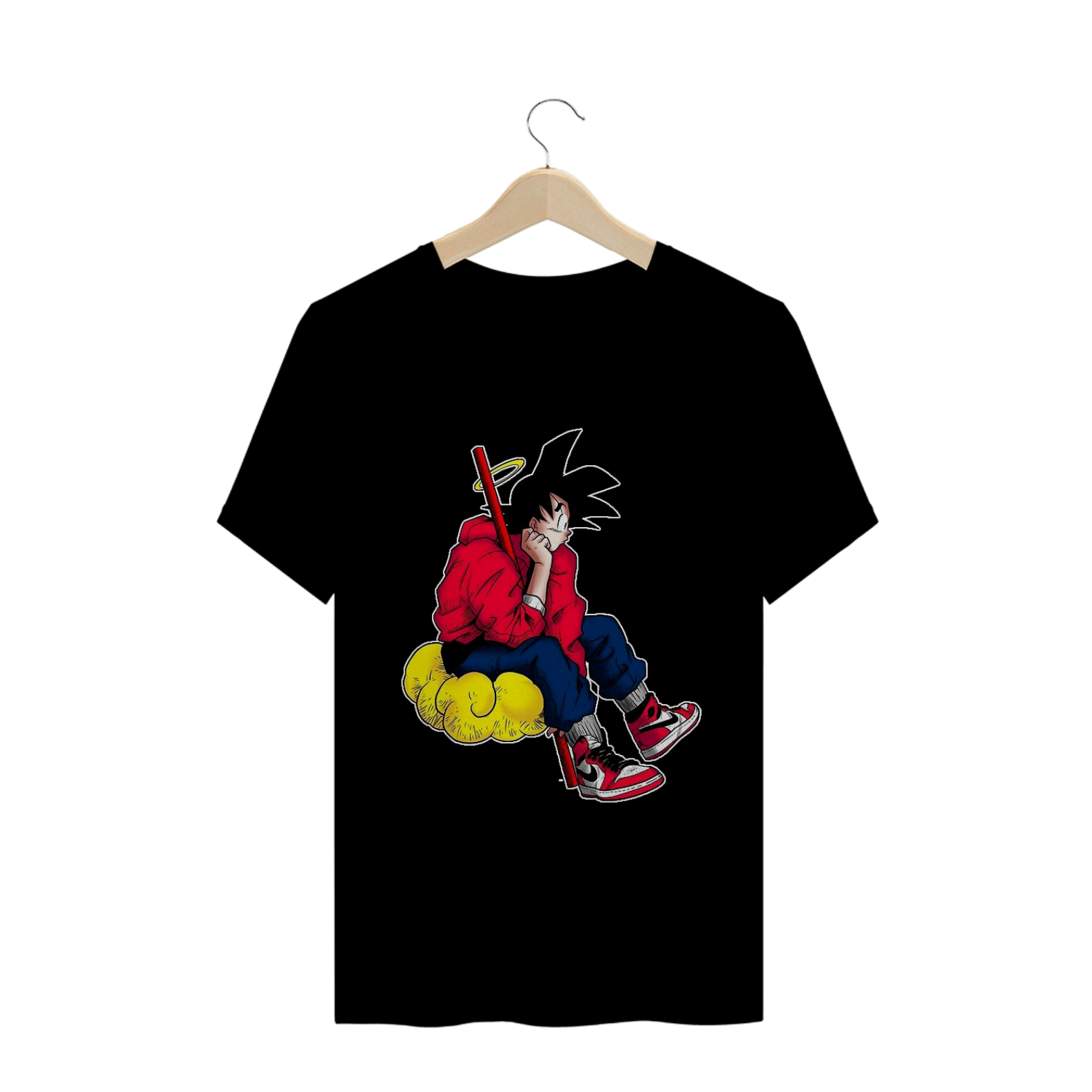 DBZ Goku sentado na nuvem voadora preta - T-shirt Quality