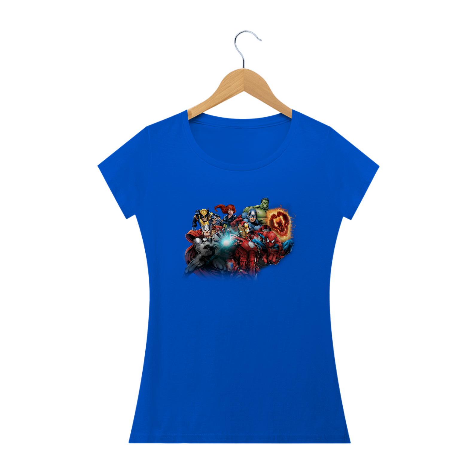 Nome do produto  Camiseta Feminina Marvel Heróis Personalizada