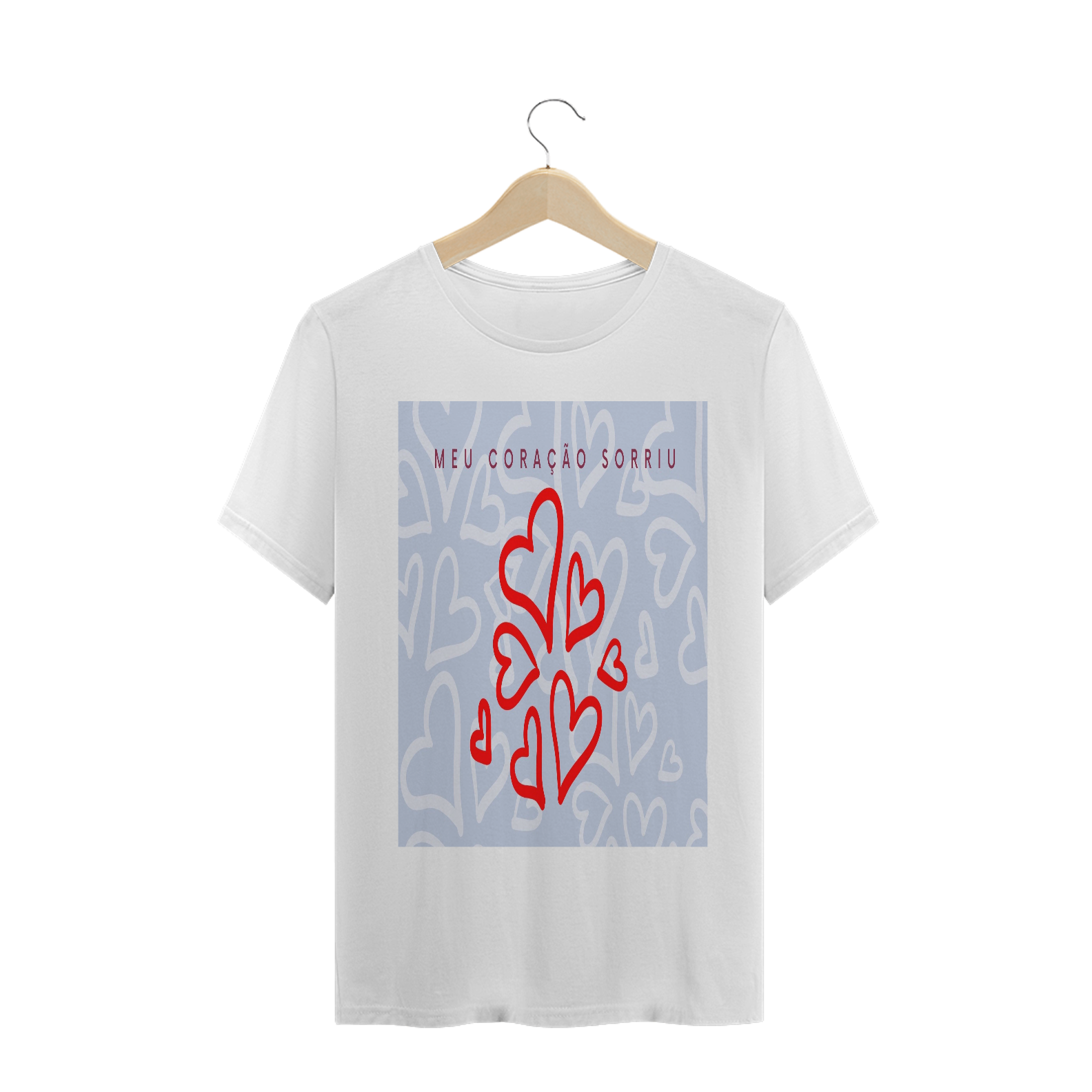 Camiseta Sonora Unisex Branca Tema Gospel Meu Coração Sorriu