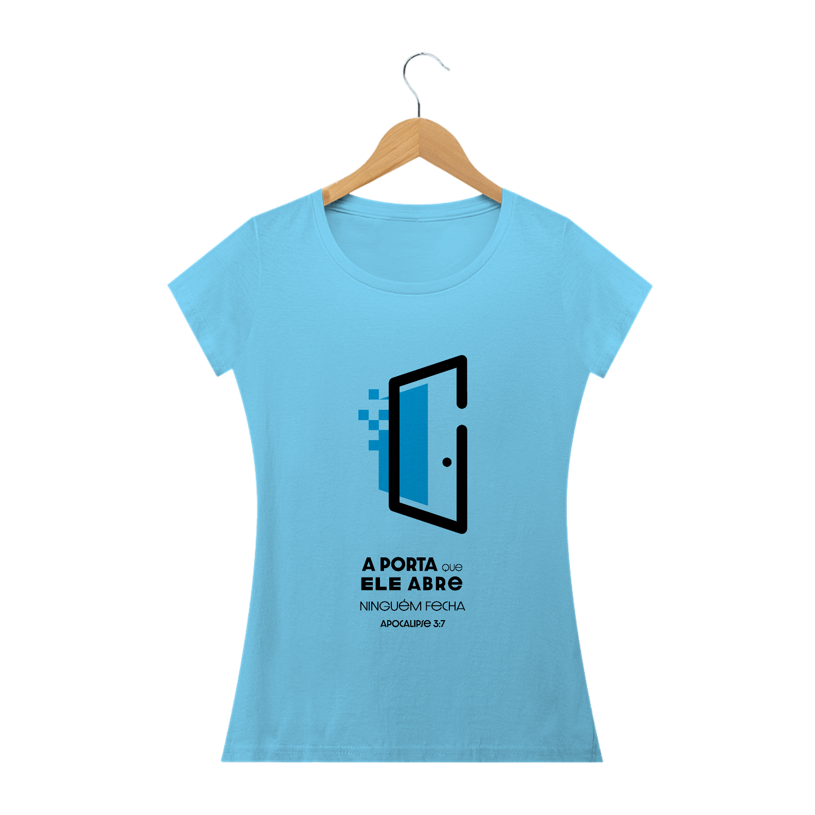 T-SHIRT FEMININA  - MALHA CLASSICA - A PORTA (BLUE)