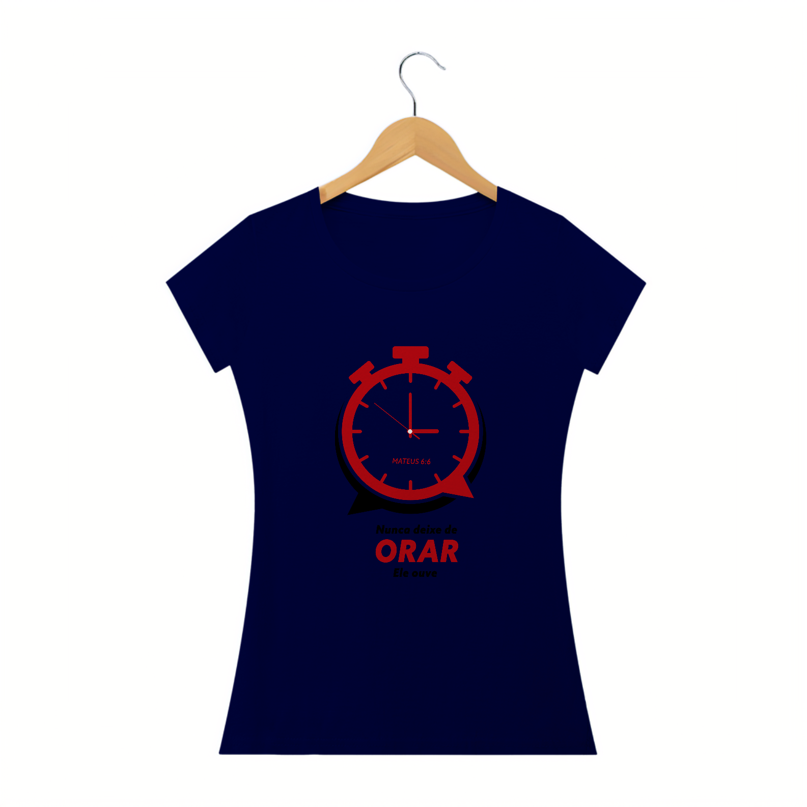 T-SHIRT FEMININA - MALHA QUALITY - ORAÇÃO (RED)