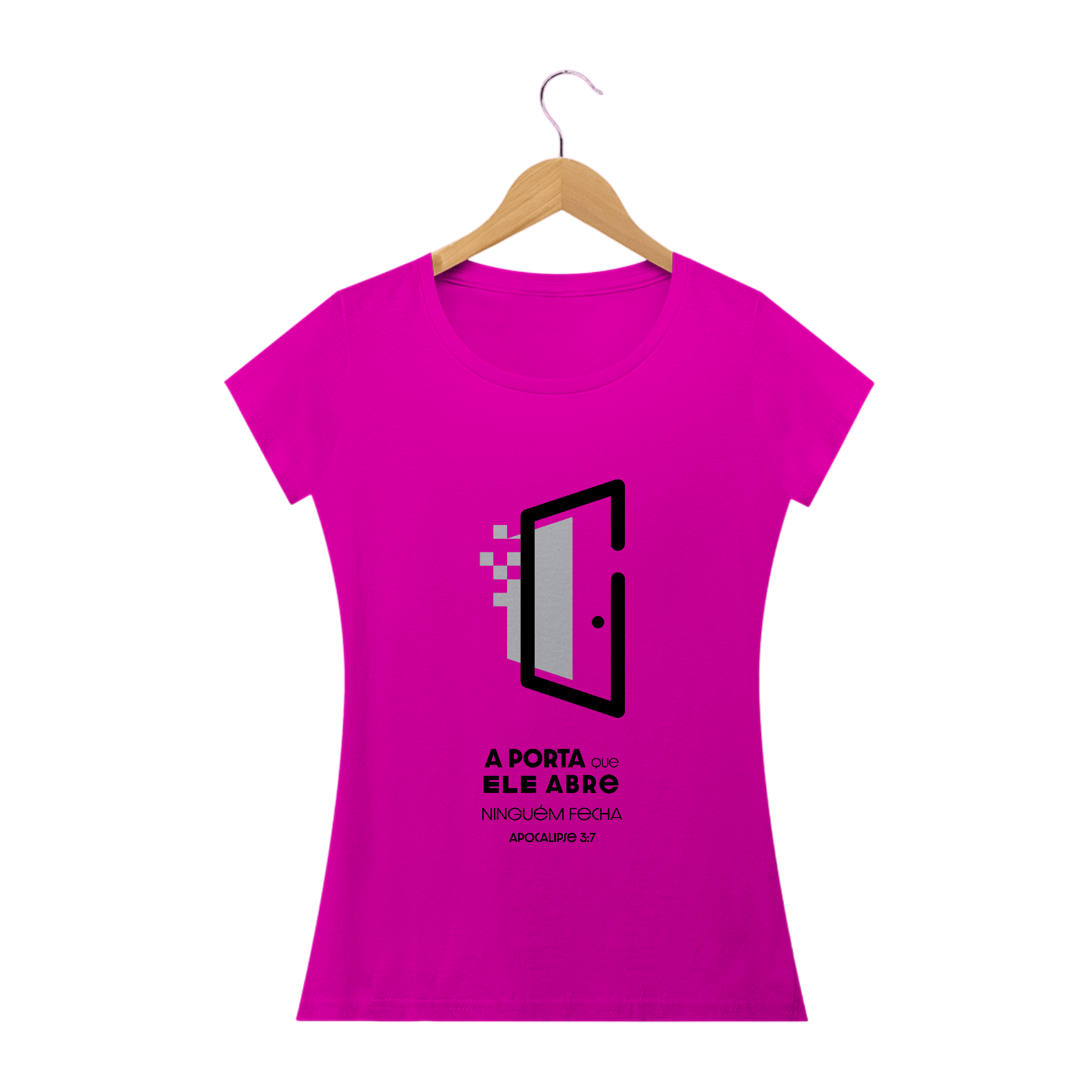 T-SHIRT FEMININA - MALHA CLASSICA - A PORTA (BLACK)