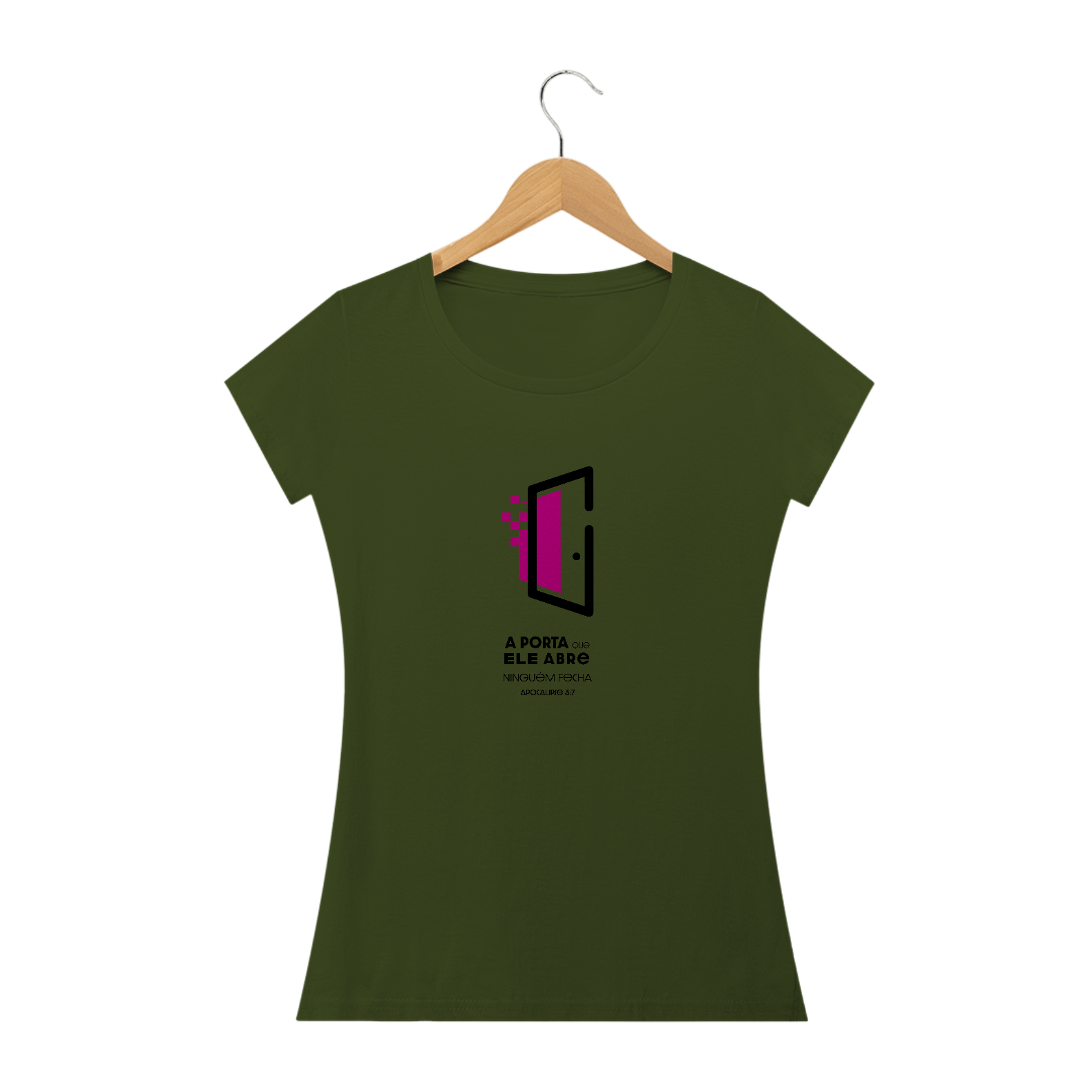 T-SHIRT FEMININA - MALHA QUALITY - A PORTA (PINK)