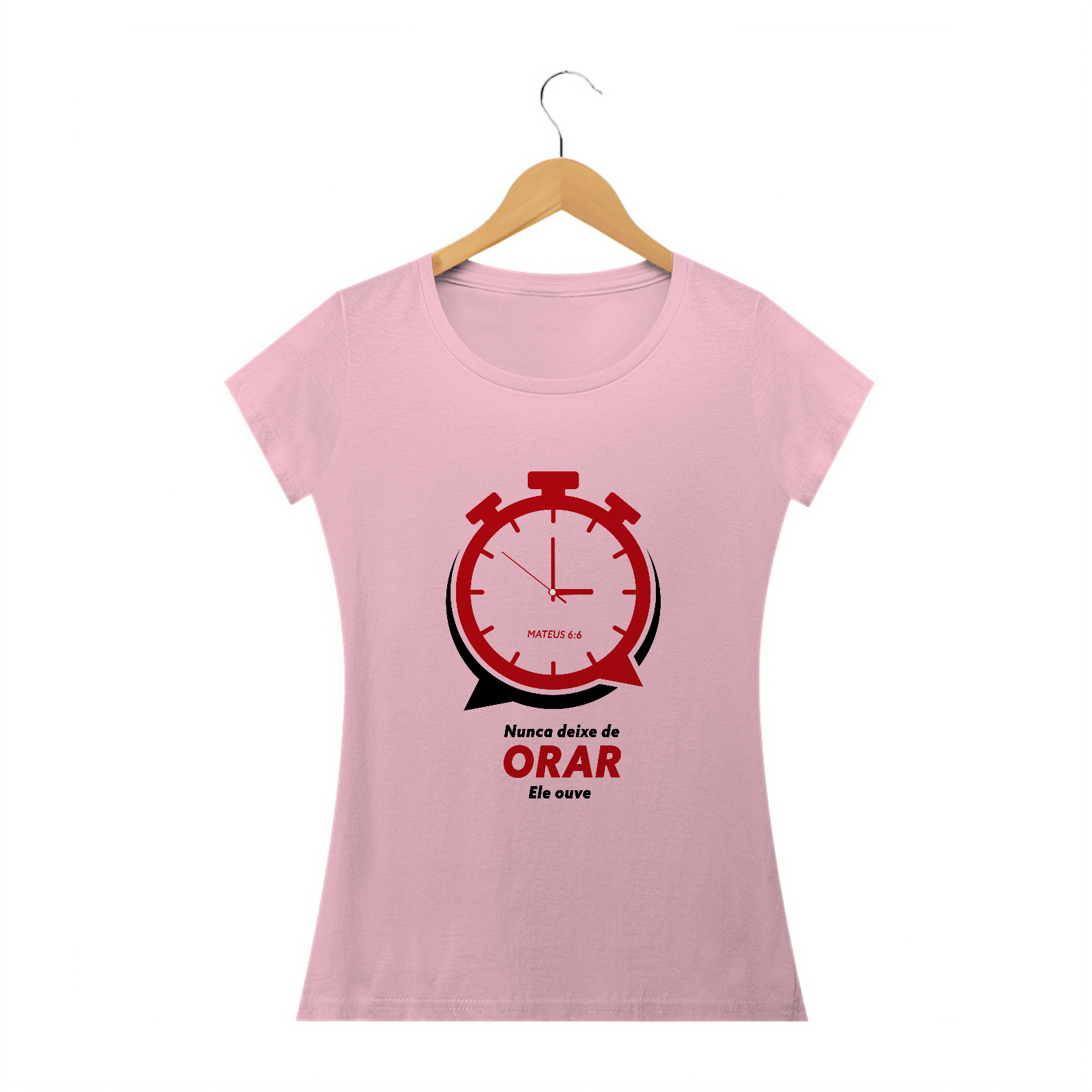 T-SHIRT FEMININA - MALHA CLASSICA - ORAÇÃO (RED)