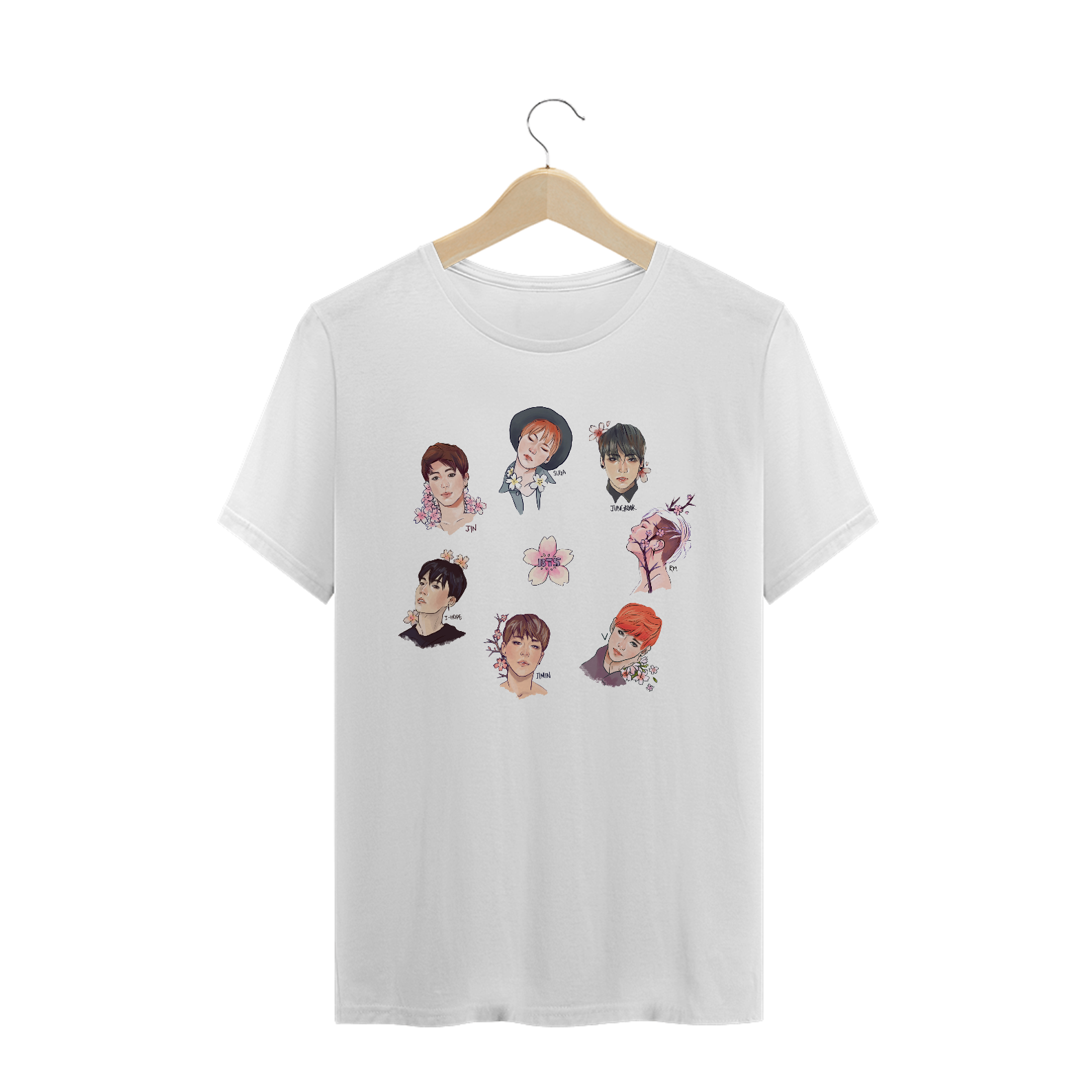 CAMISETA BTS MEMBROS FLOR
