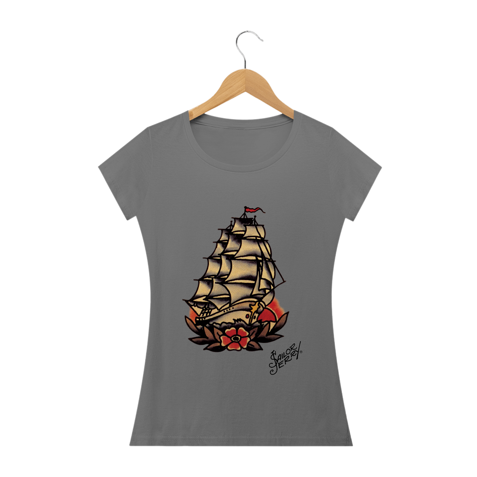 CAMISETA BABY LONG ESTONADA OLD SCHOOL CARAVELA 