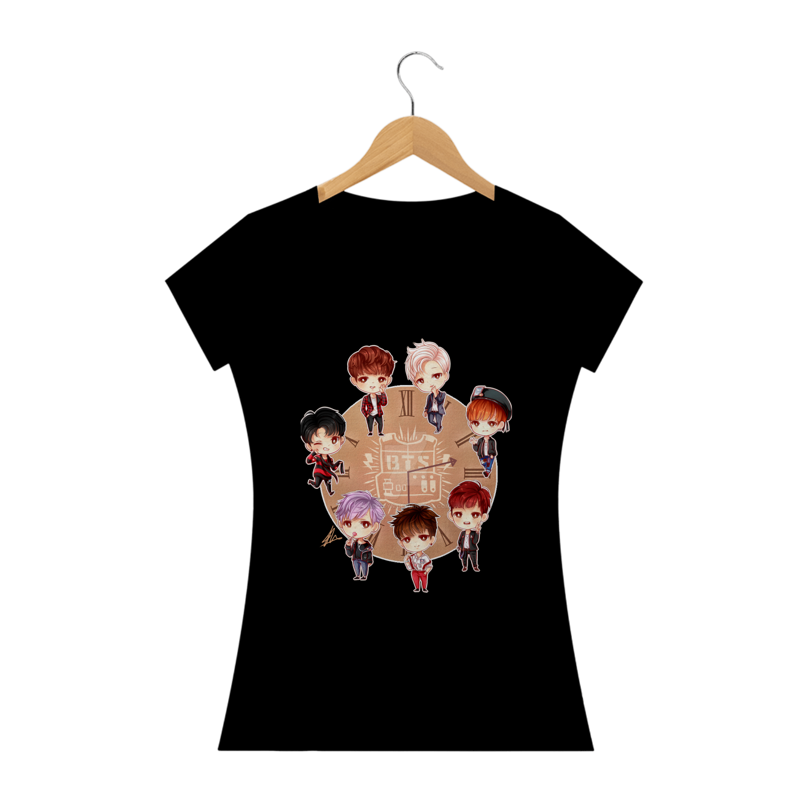 CAMISETA BABY LONG BTS MEMBROS ANIME