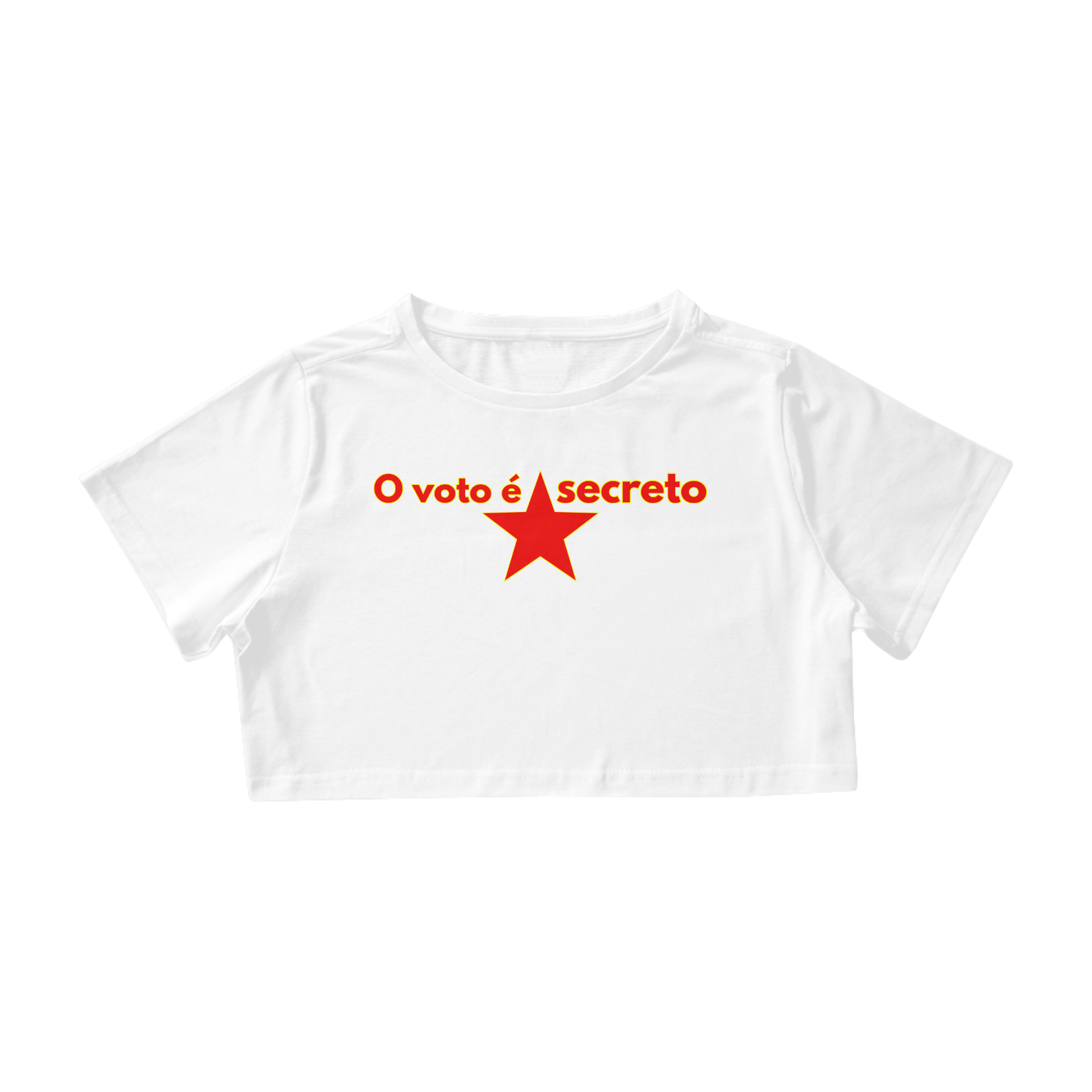 Camisa Cropped - Voto Secreto Vermelho/Amarelo