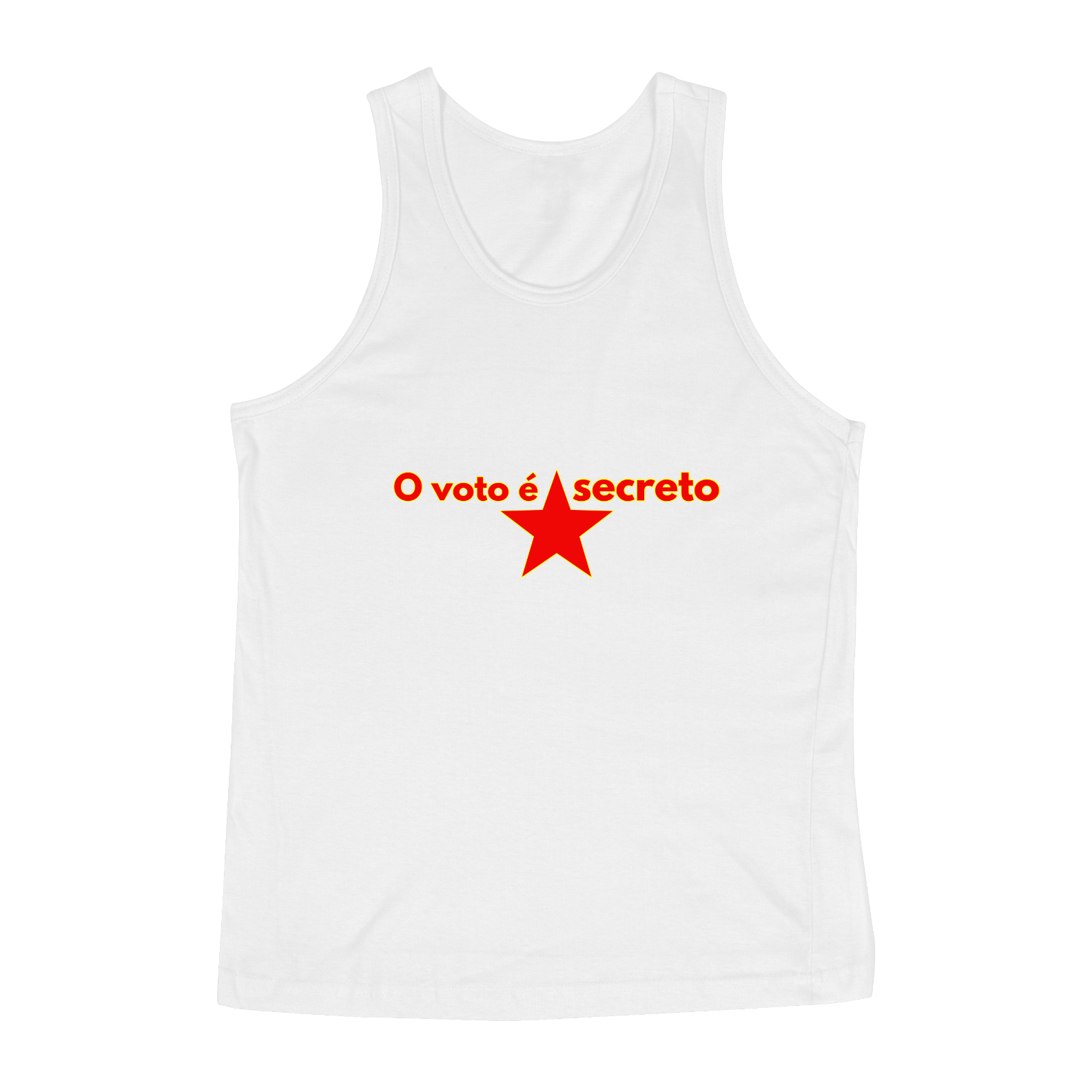 Regata Masculina Branca - Voto Secreto Vermelho/Amarelo