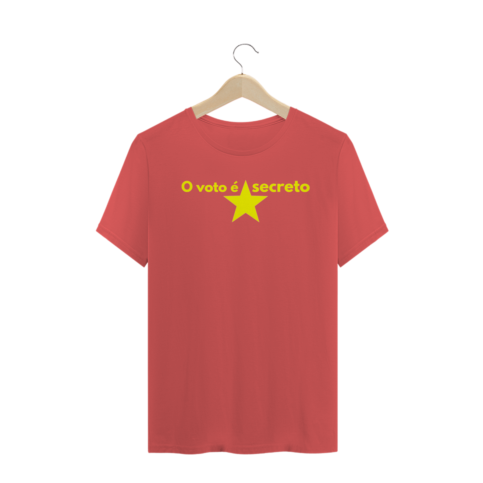 T-Shirt Estonada Vermelha - Voto Secreto Amarelo