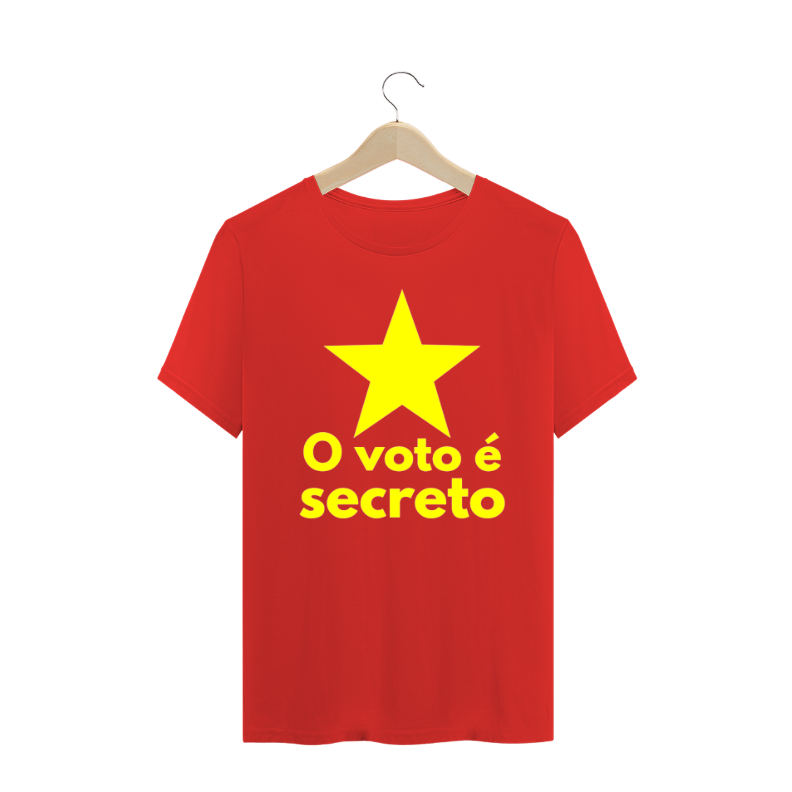 T-Shirt Clássica Vermelha - Voto Secreto Amarelo Mod2