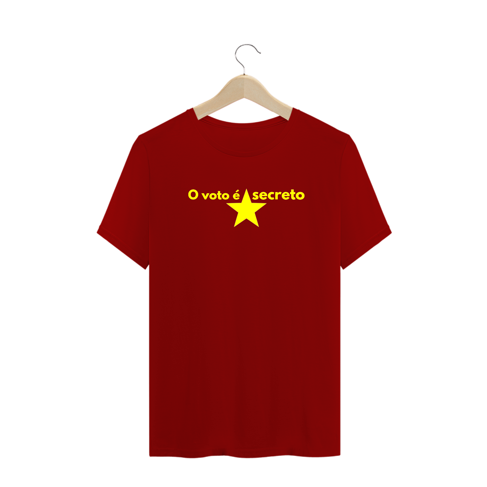 T-Shirt Clássica Vinho - Voto Secreto Amarelo Mod1