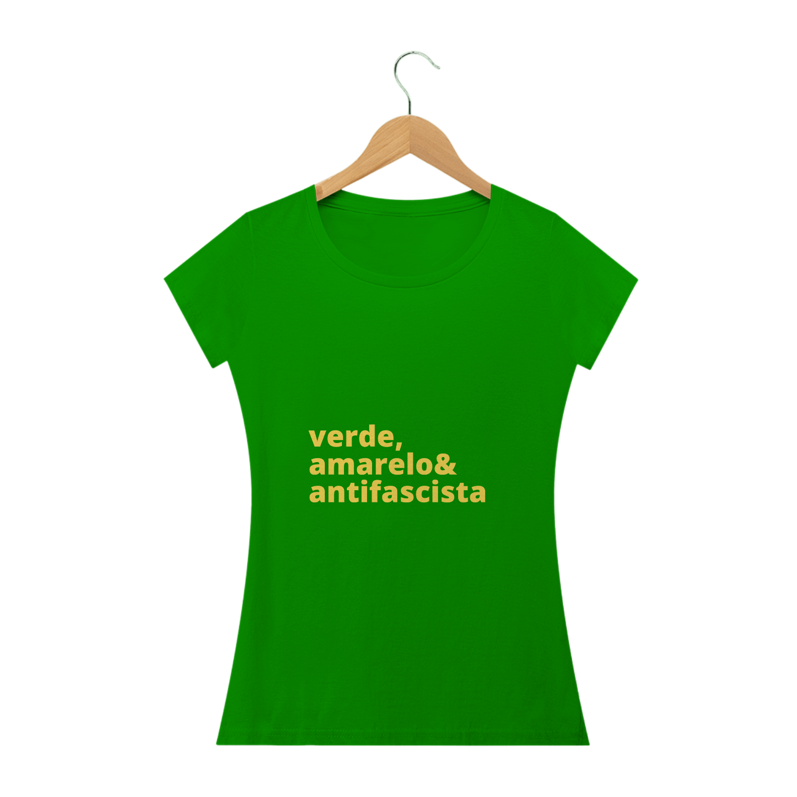 Camisa Fem. Verde, amarelo & antifascista