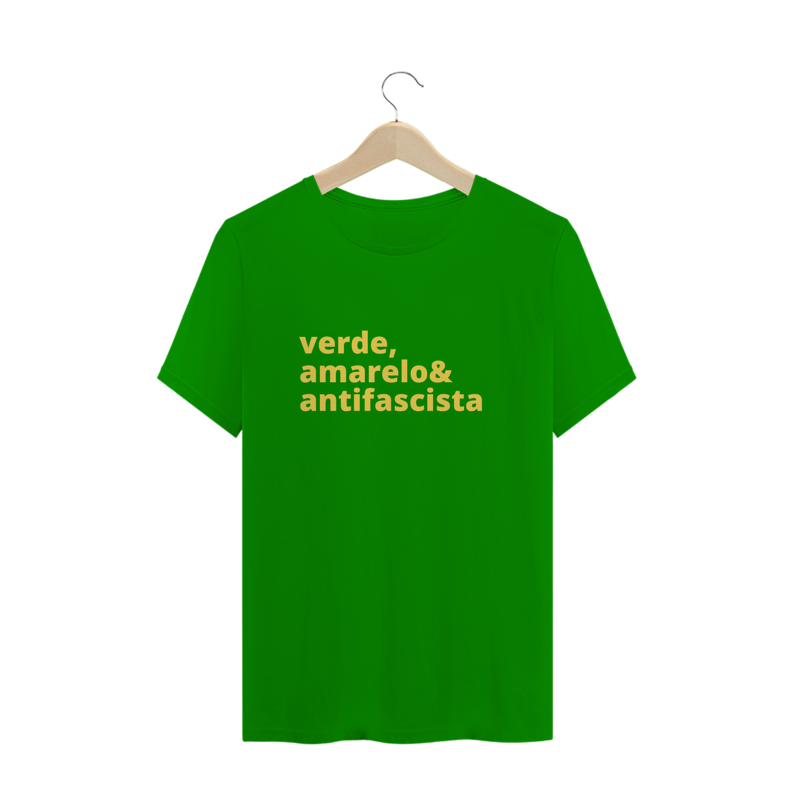 Camiseta Masc. Verde, amarelo & antifascista