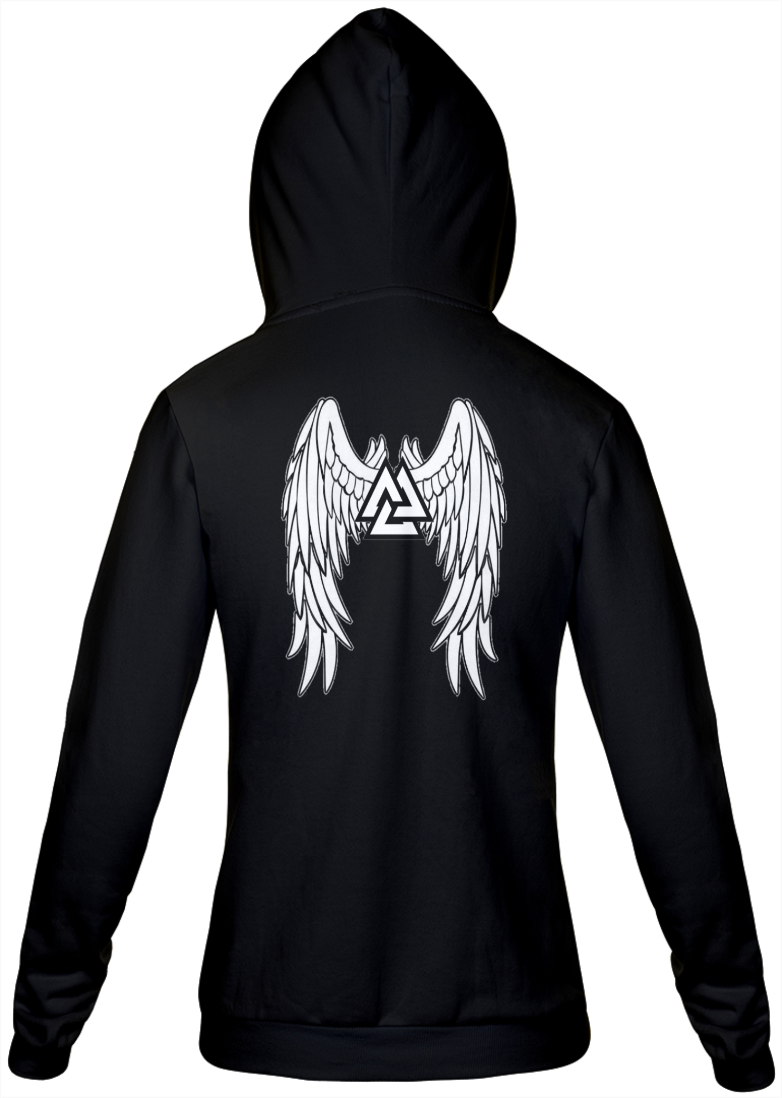 Blusa com manga e capuz, Valknut com asas