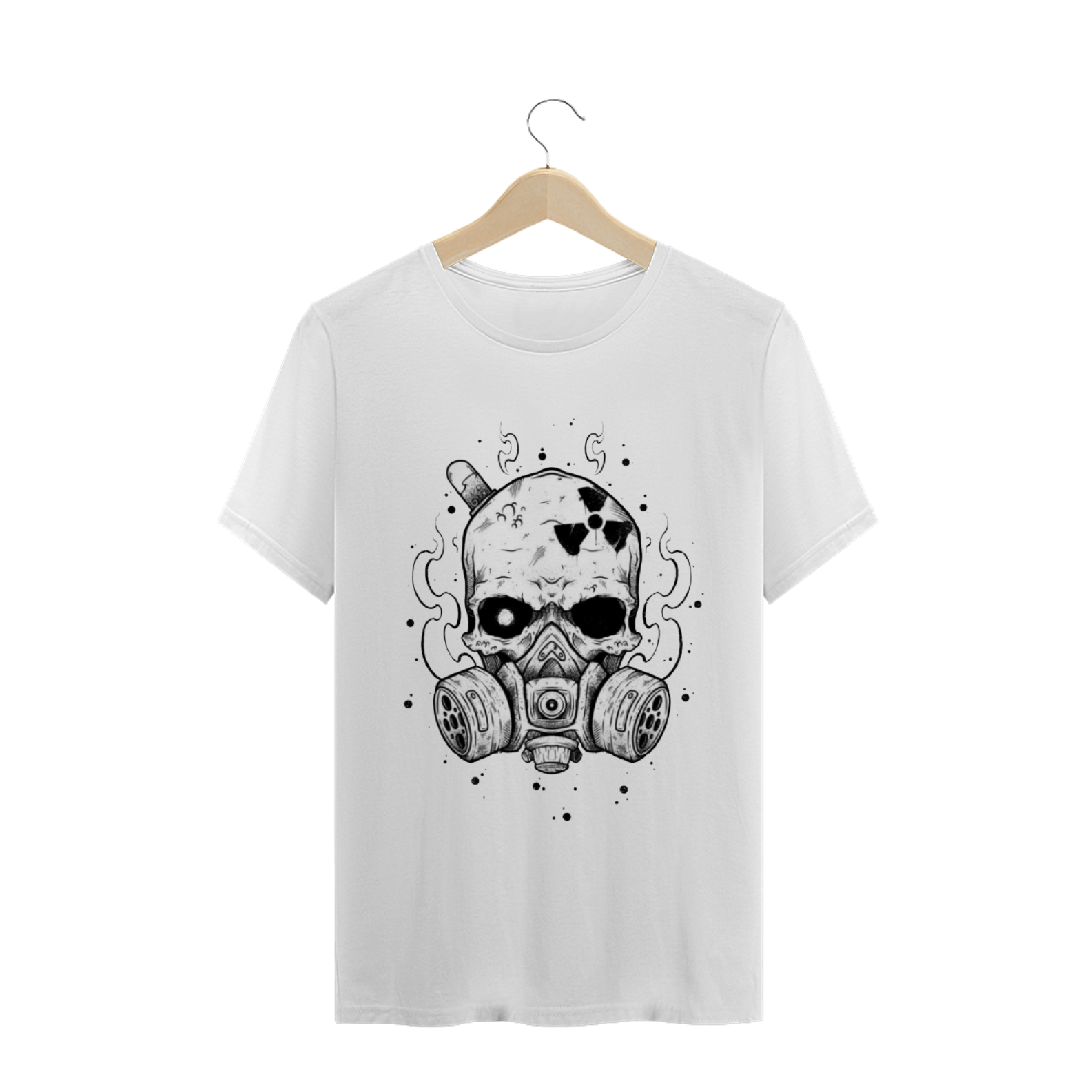 Camiseta Caveira com Máscara de Gás