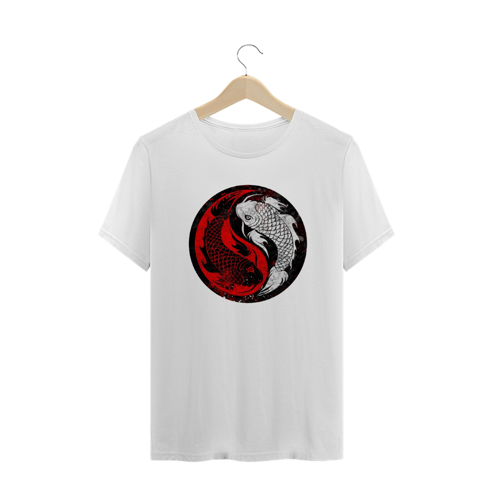 Nome do produto  Camiseta Yin-Yang Peixe Koi Vermelho e Preto