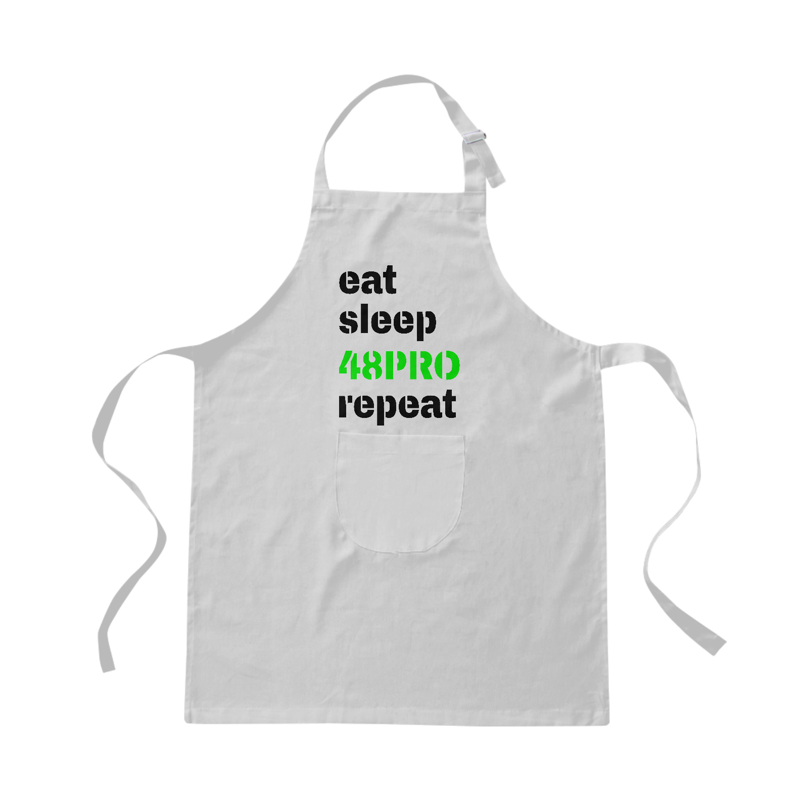 AVENTAL DE BRIM BRANCO- EAT, SLEEP, 48PRO, REPEAT