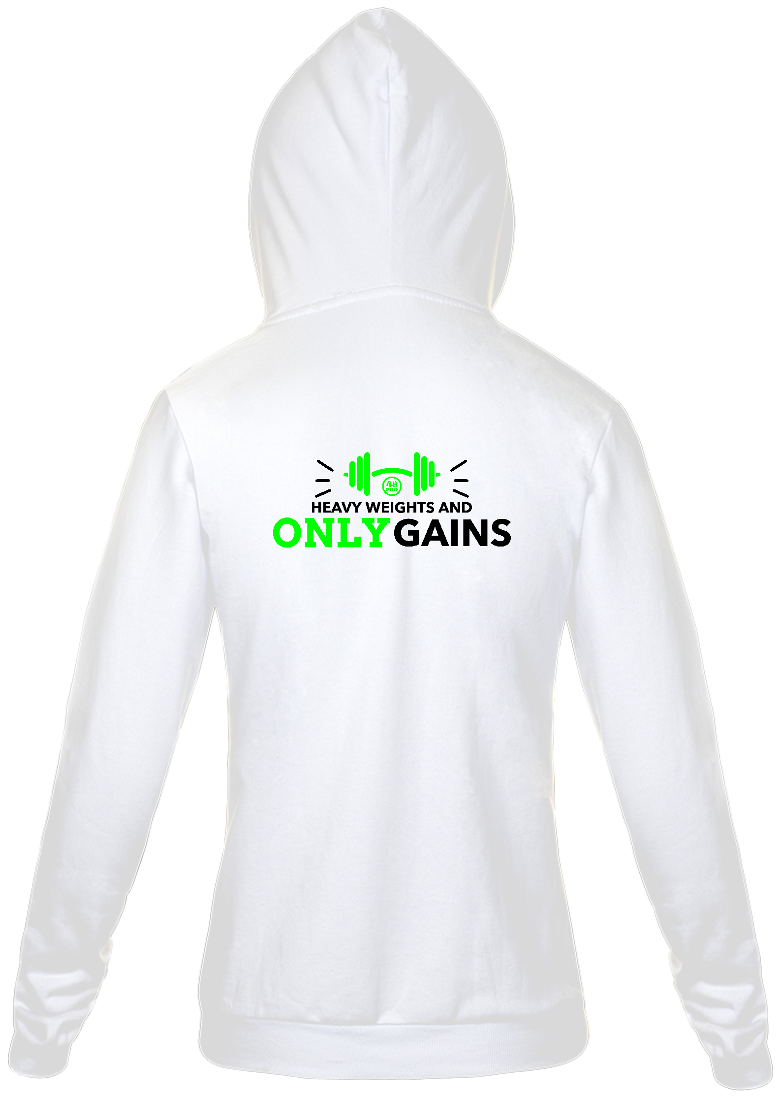 MOLETOM CAMGURU FLANELADO COM ZIPER E CAPUZ (ESTAMPA NAS COSTAS) - HEAVY WEIGHTS AND ONLY GAINS - 48 PRO ORIGINAL LIFESTYLE