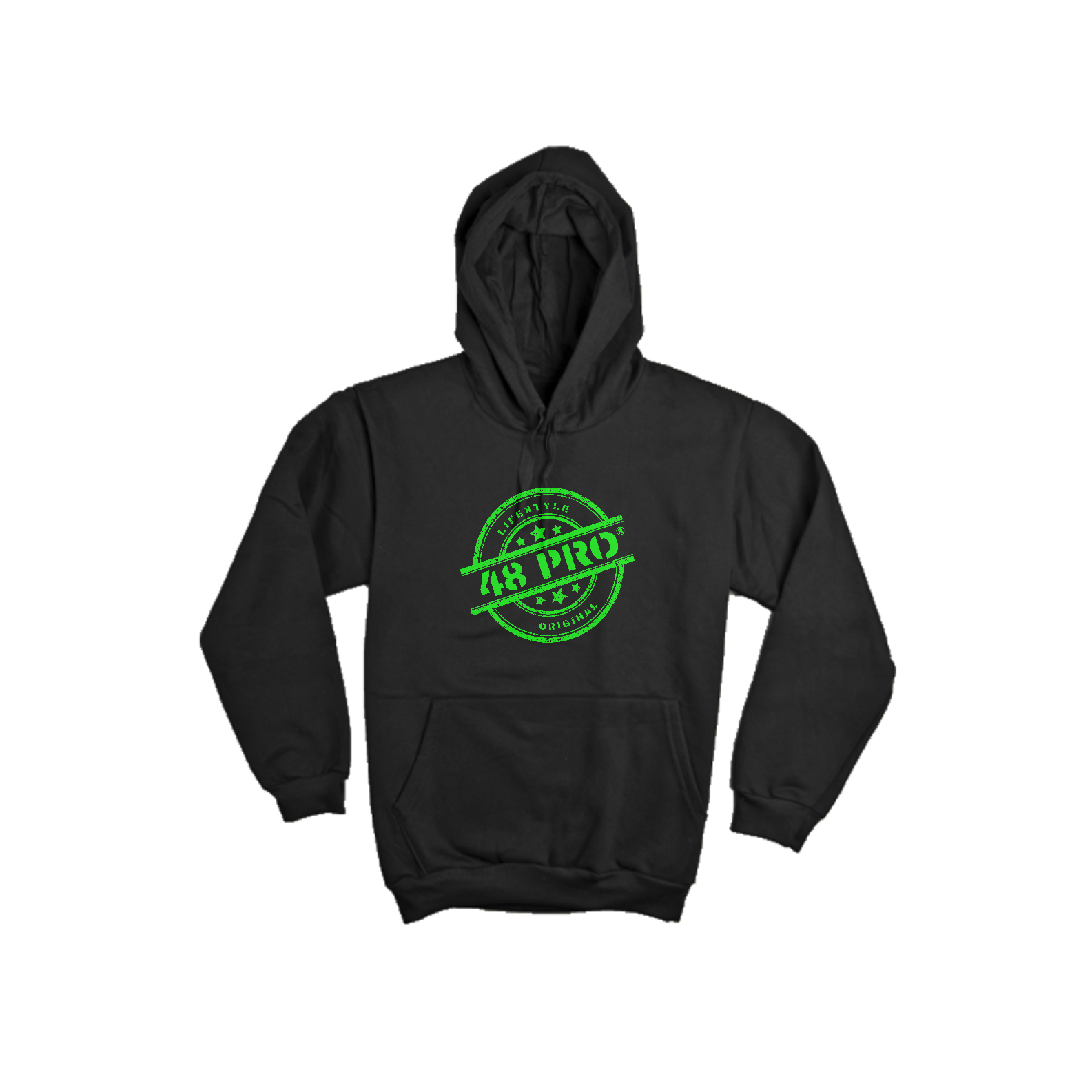 MOLETOM CANGURU FLANELADO COM CAPUZ (PRETO, BRANCO OU CINZA-MESCLA) - 48 PRO ORIGINAL LIFESTYLE