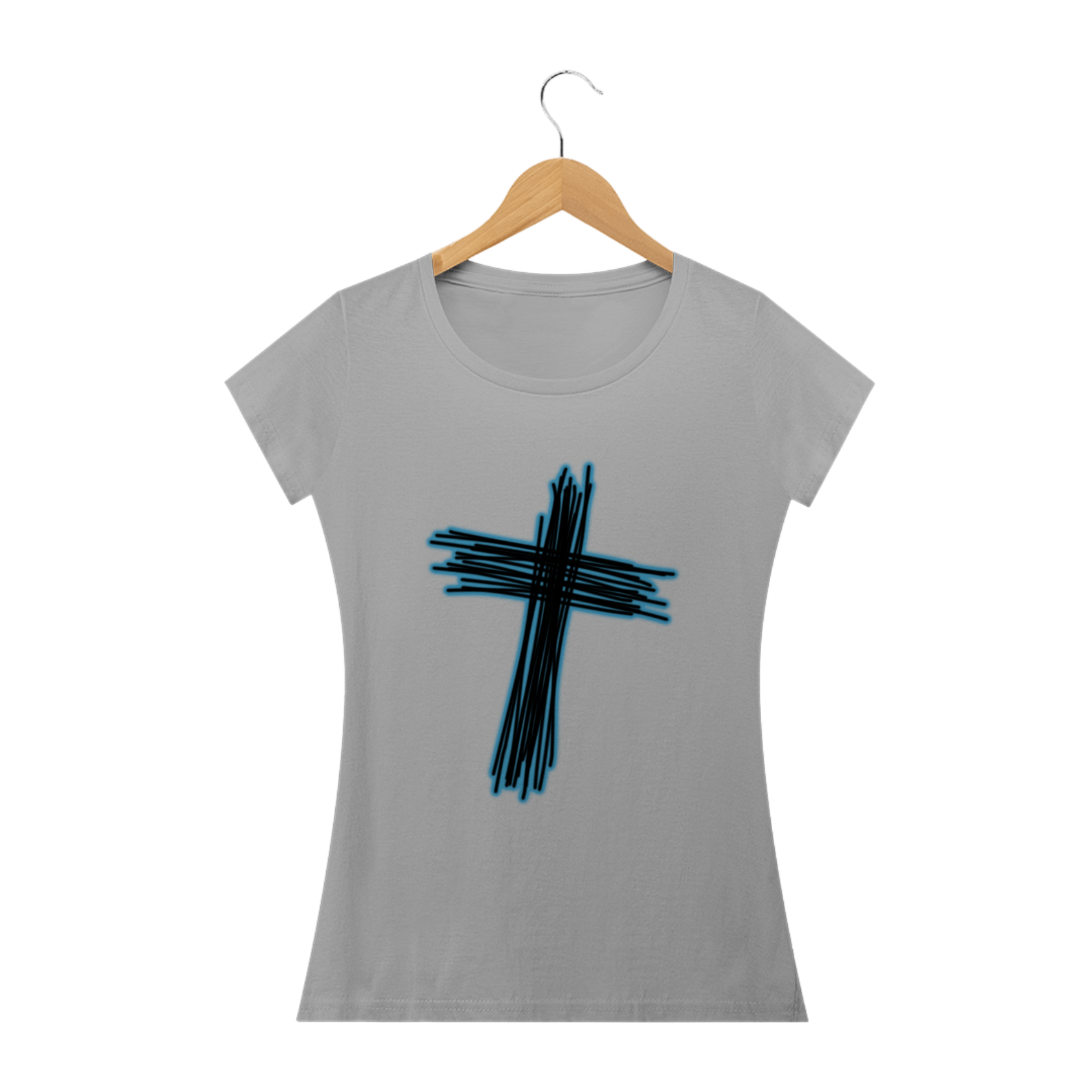 Baby long Gospel - cruz brilho azul