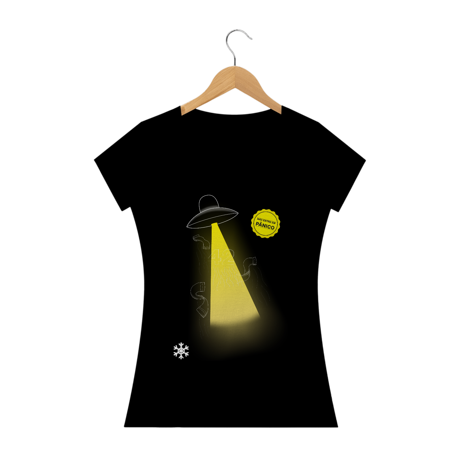 Abdução 42 (Guia do Mochileiro) - Baby Look PRETA