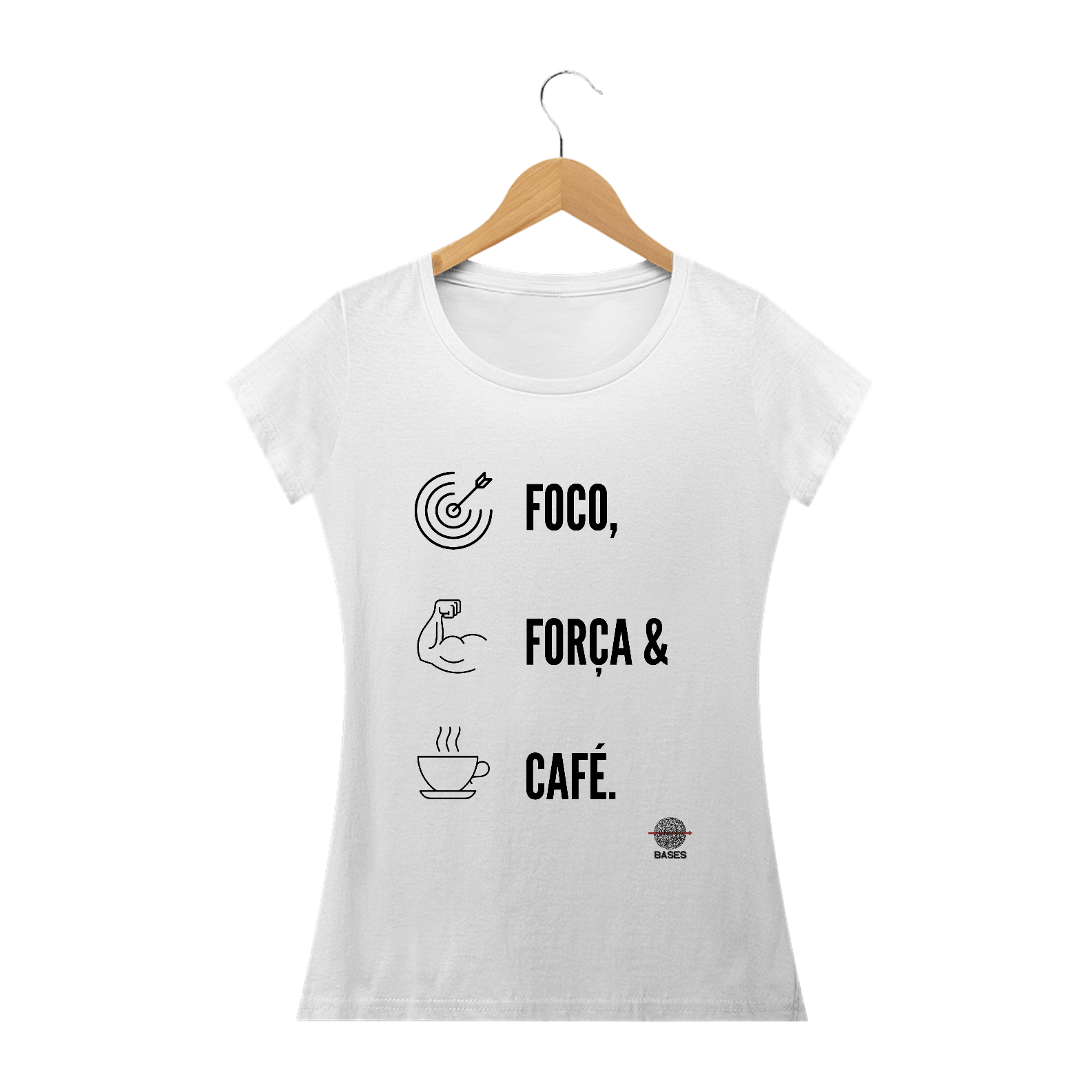 Camiseta Baby Long - Foco, Força e Café