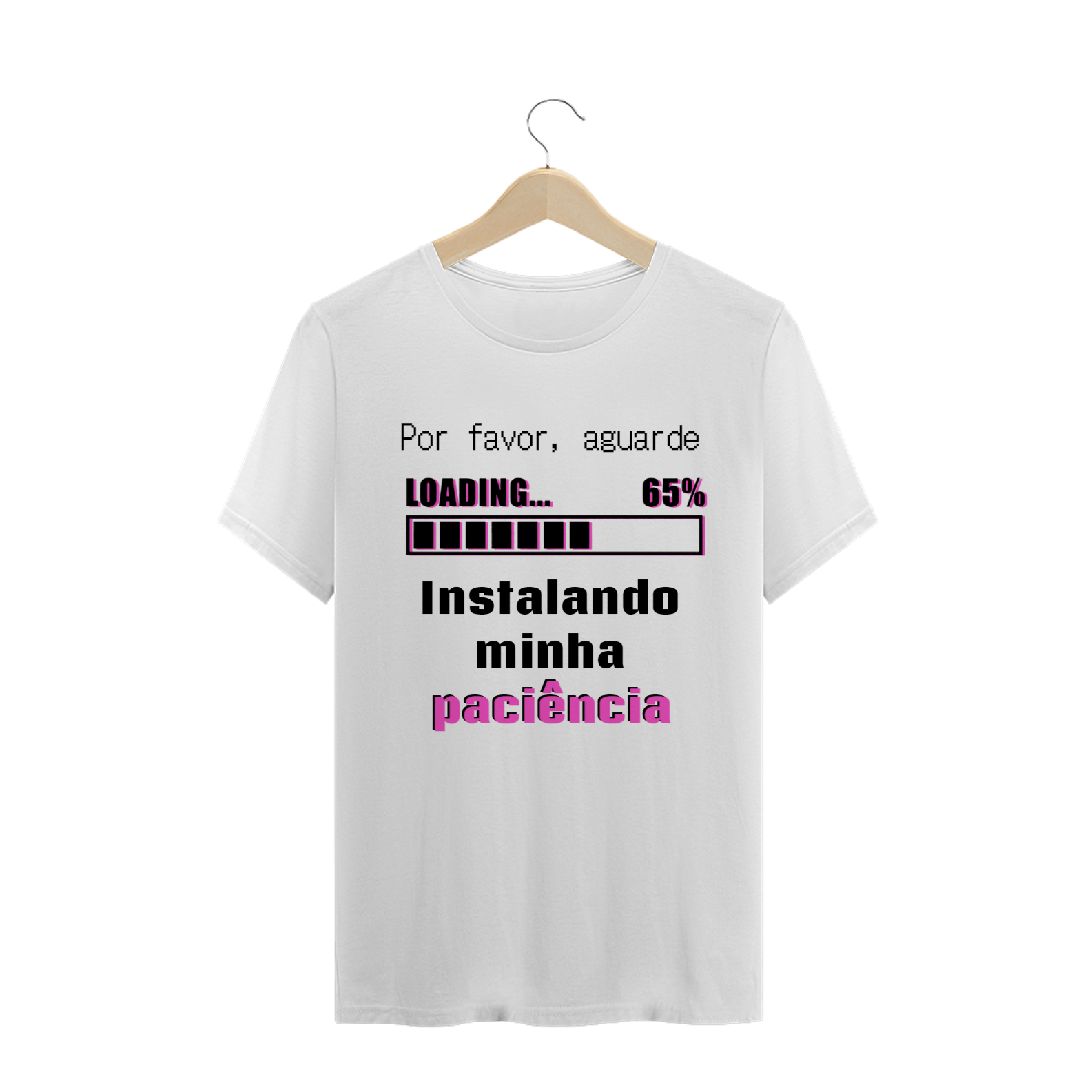 T-shirt Masculina Branca e Colorida (letra rosa) 
