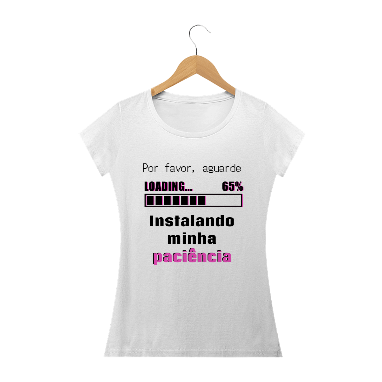 T-shirt Feminina Branca e Colorida (letra rosa) 