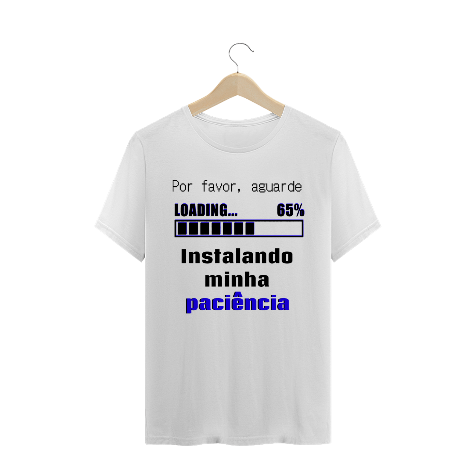 T-shirt Masculina Branca e Colorida (letra azul) 