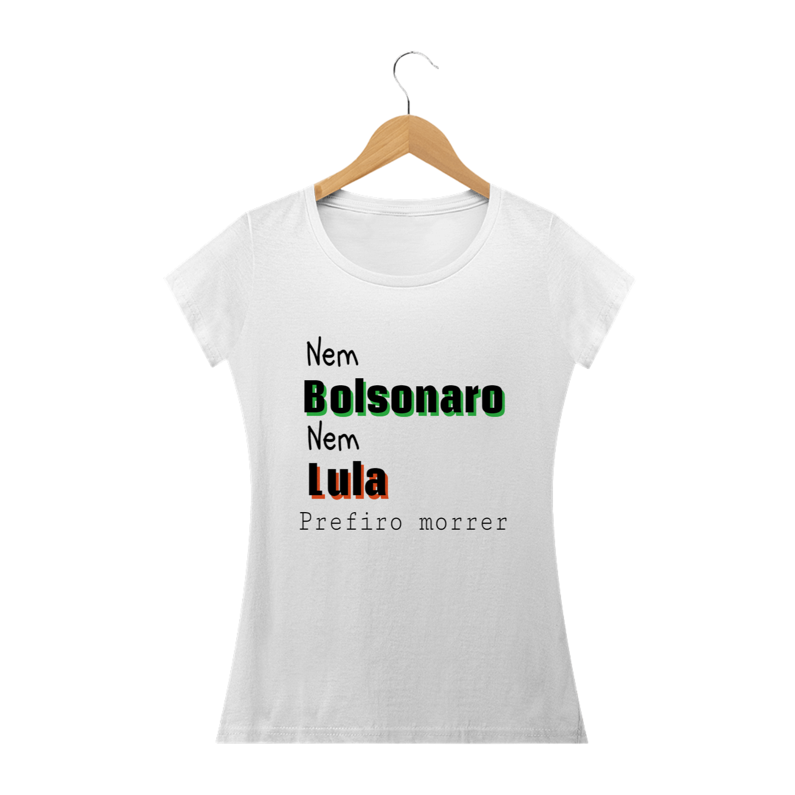 T-shirt Feminina Branca e Colorida (letra preta) 