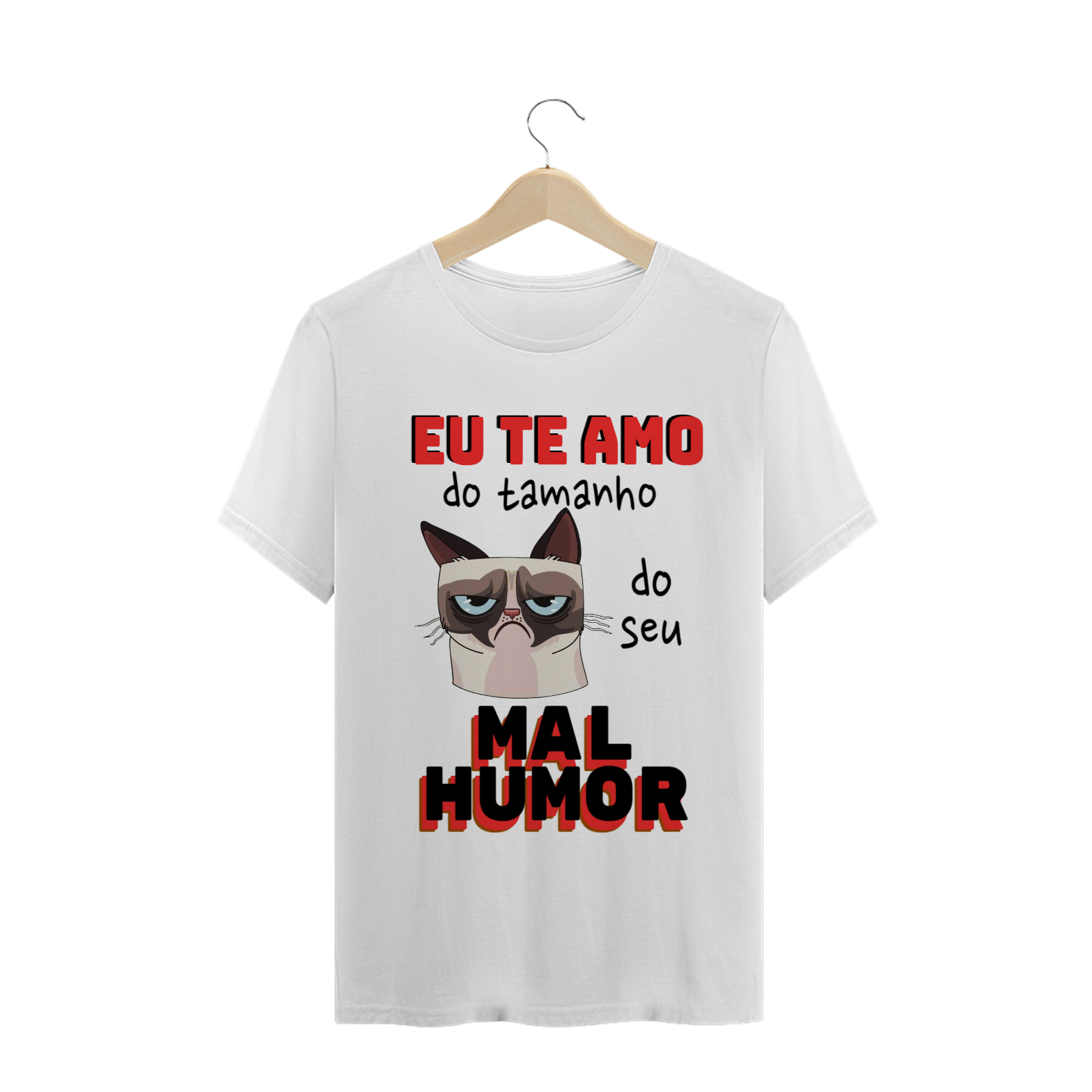 T-shirt Masculina Branca e Colorida (letra vermelha) 