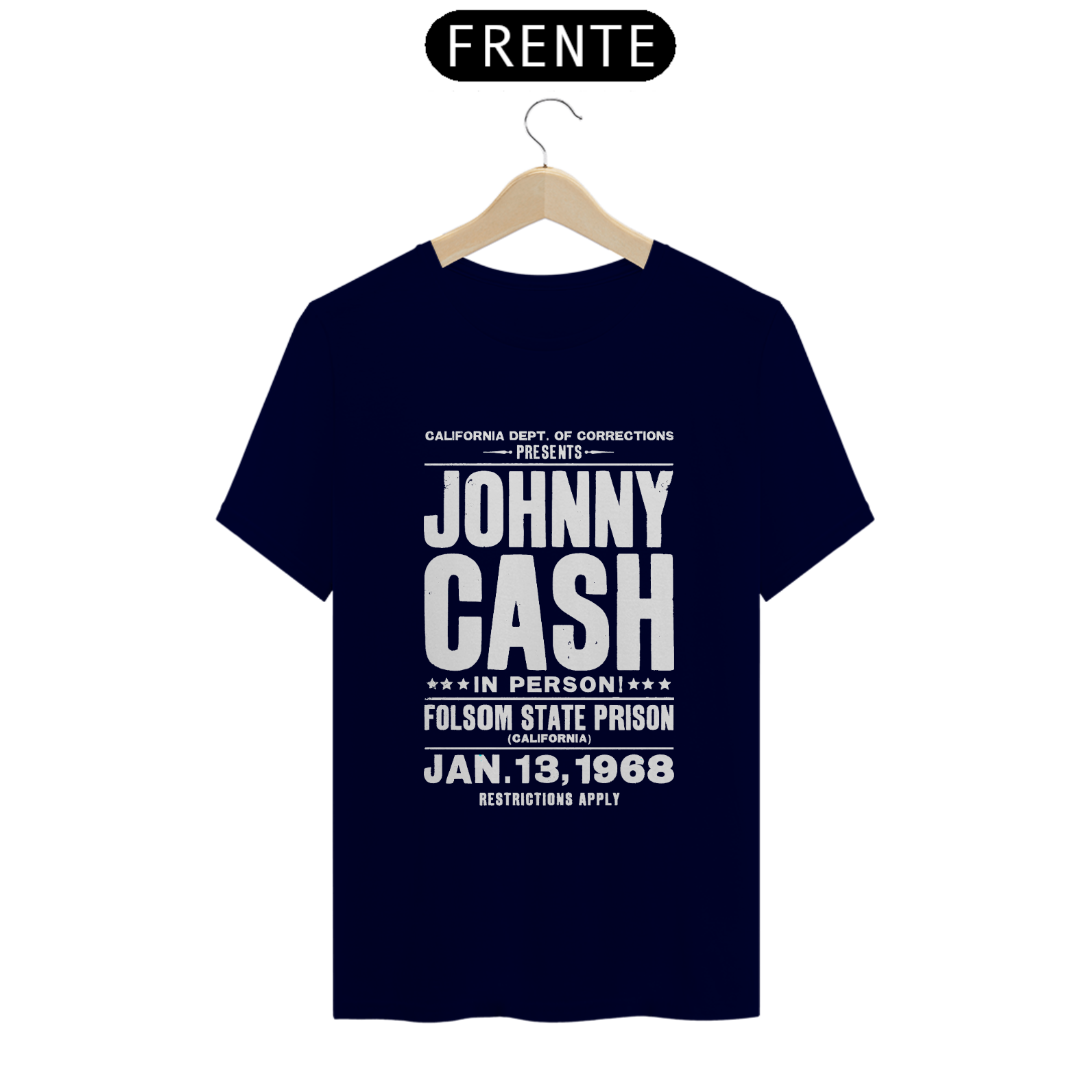 Camiseta Johnny Cash State Prison 1968 100% algodão quality
