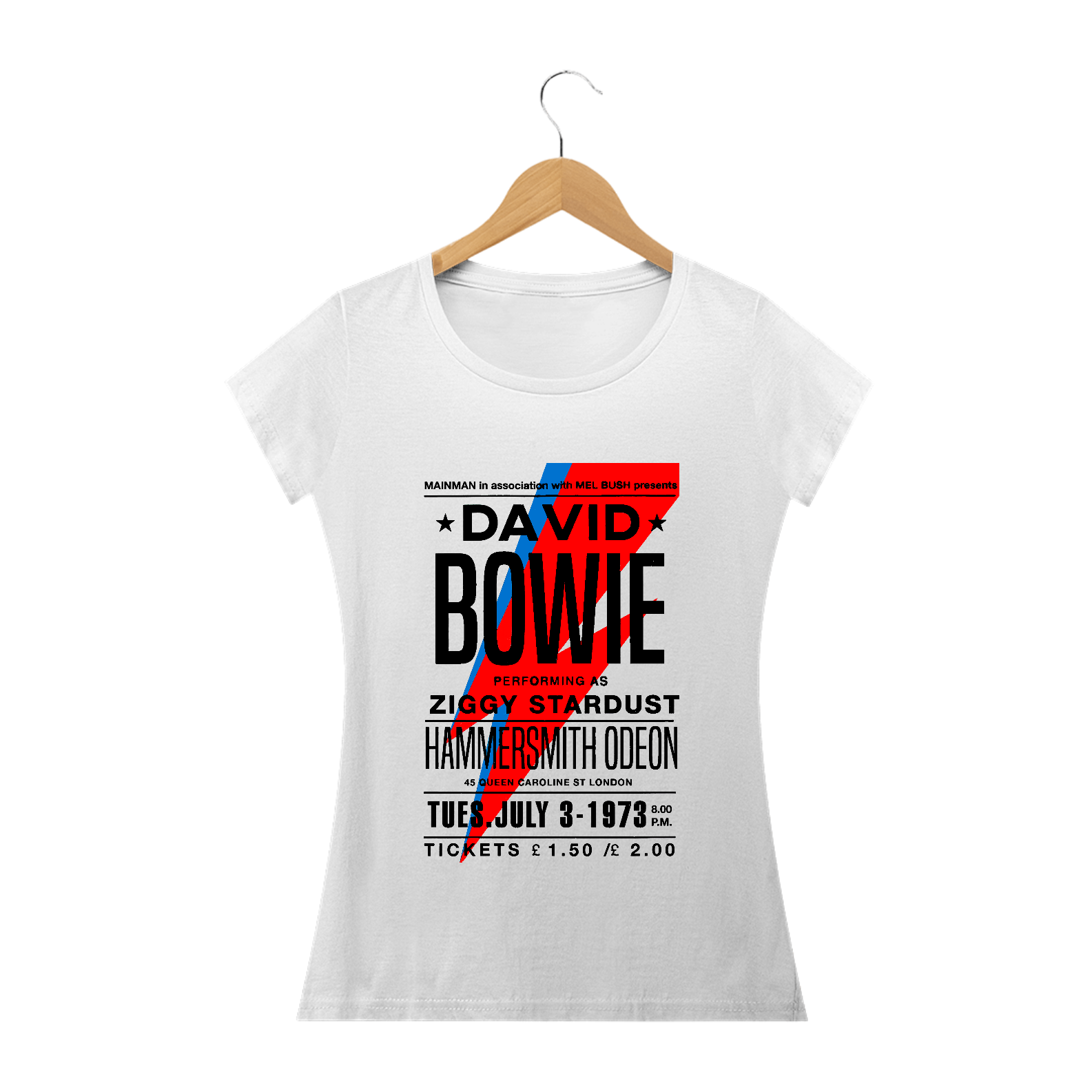 Camiseta Baby Look David Bowie 1973 100% algodão Prime