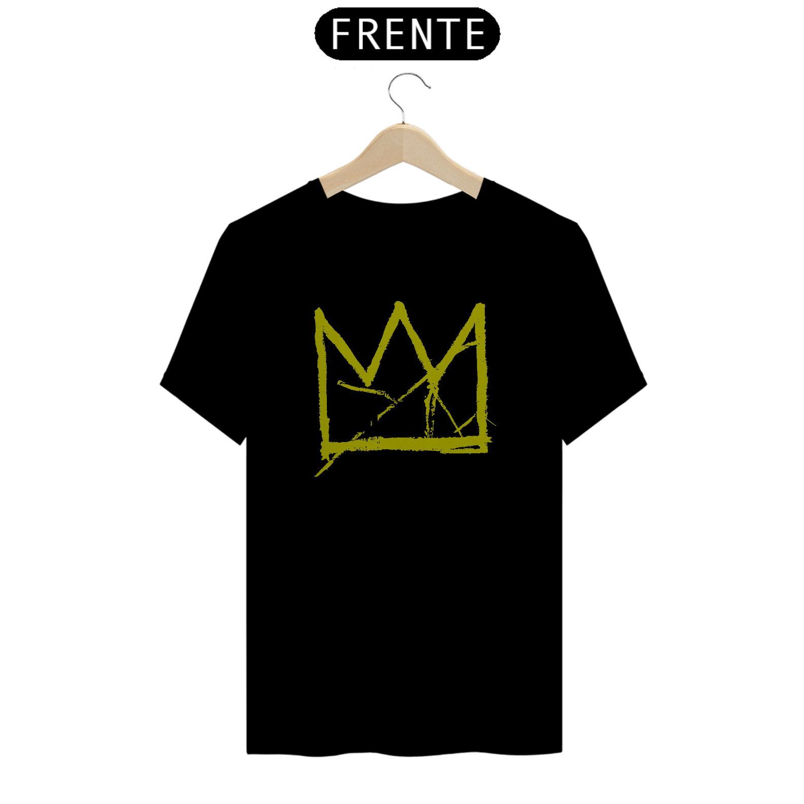 Camiseta Basquiat Coroa Dourada Algodão Prime