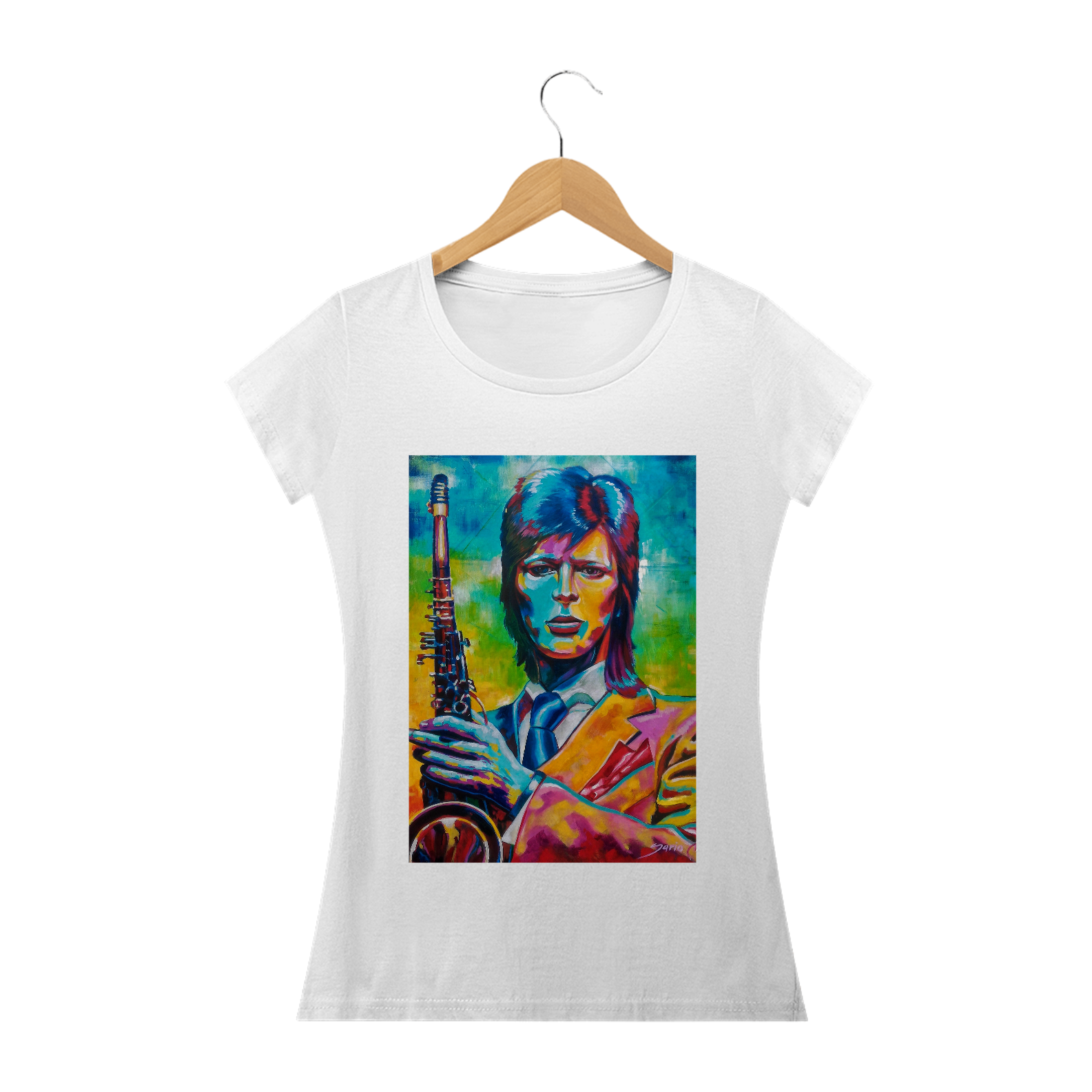 Nome do produto: Baby Look Longa Clássica David Bowie por Dario Correia