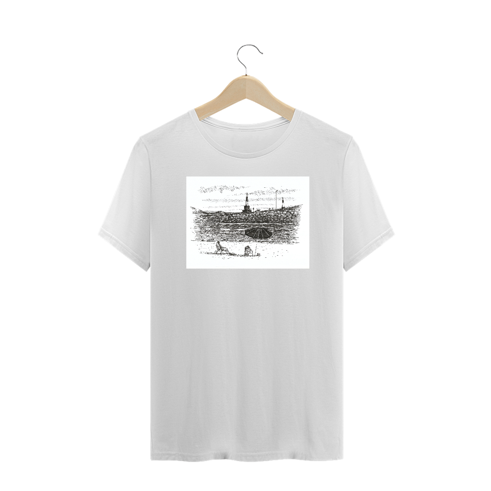 Camiseta PLUS SIZE Branca Lighthouse por Dario Correia