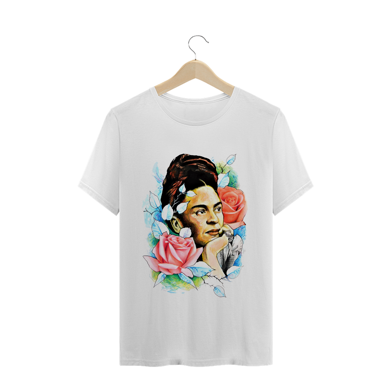 Camiseta PRIME Frida Kahlo com Rosas por Dario Correia