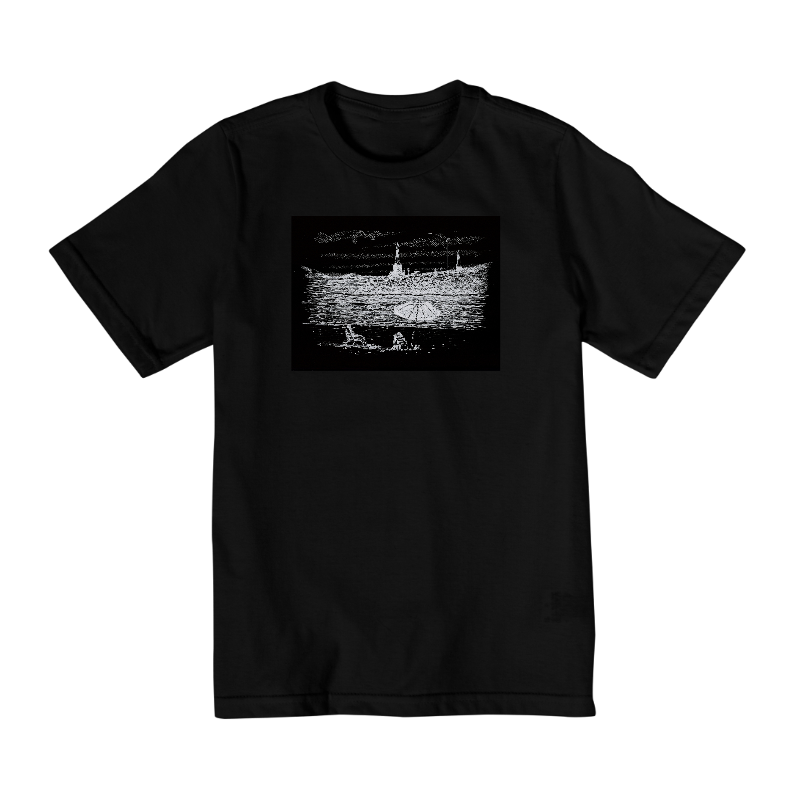 Camiseta Infantil 10 a 14 Anos Lighthouse Black por Dario Correia