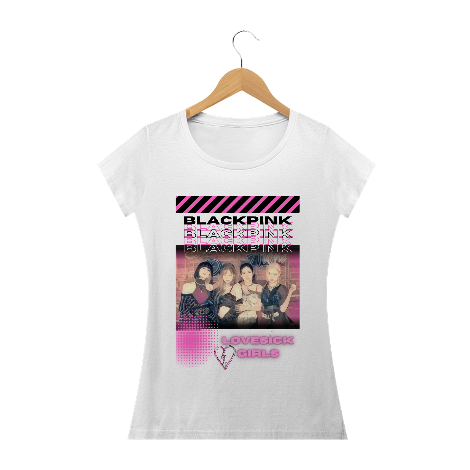 Nome do produto  Coleção Grupos KPop Blackpink lovesick girls baby long classic branca